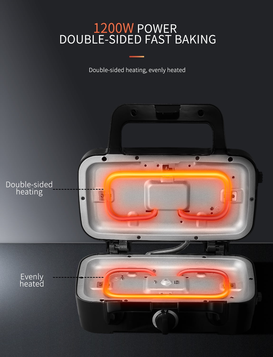 3-in-1 Sandwich Maker with Removable Plates, FOHERE Waffle Maker and Panini Press Grill, 1200W, Black - Image 7