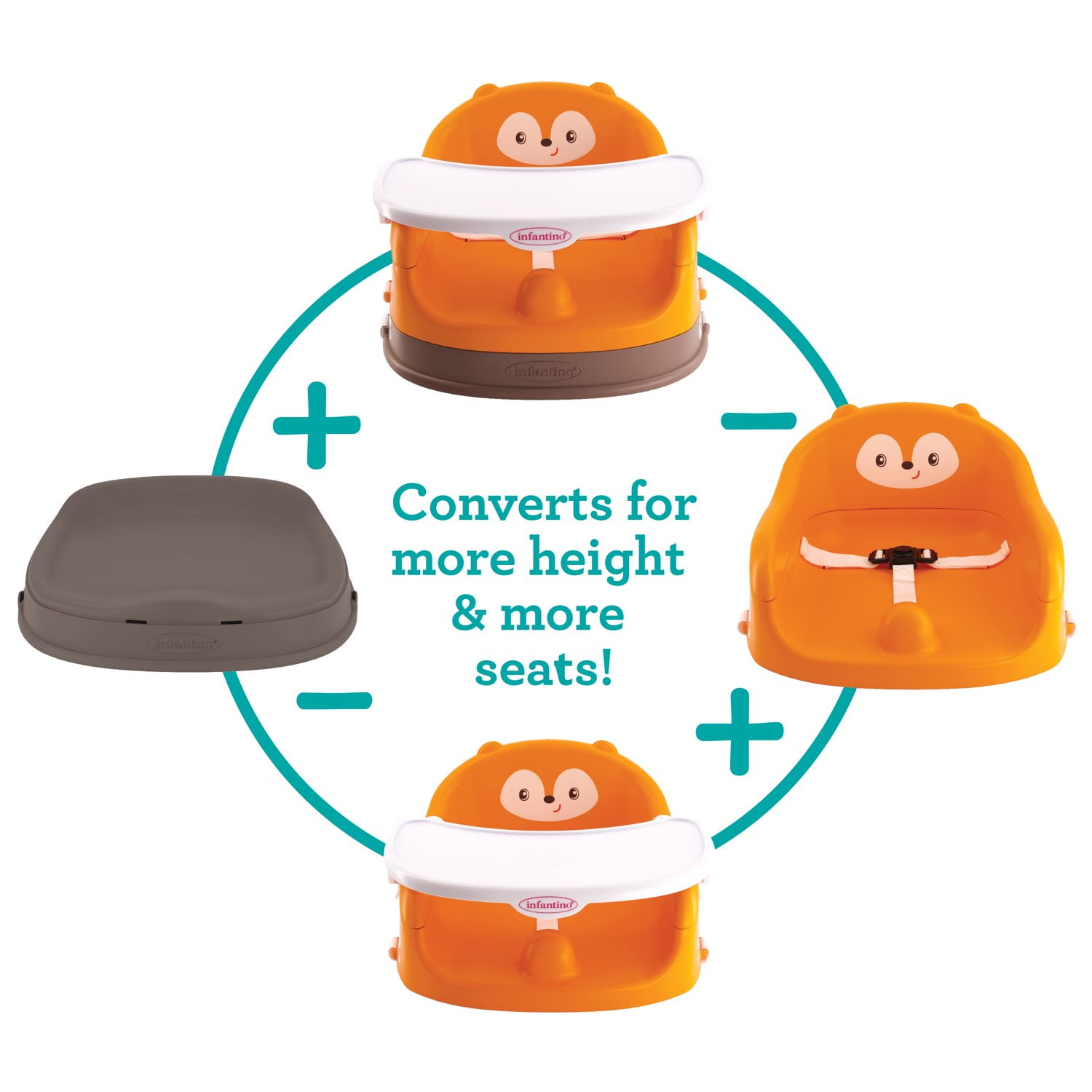 Infantino Grow-with-Me 4-in-1 Baby to Toddler High Chair Booster Seat, Unisex, Orange Fox - Image 4