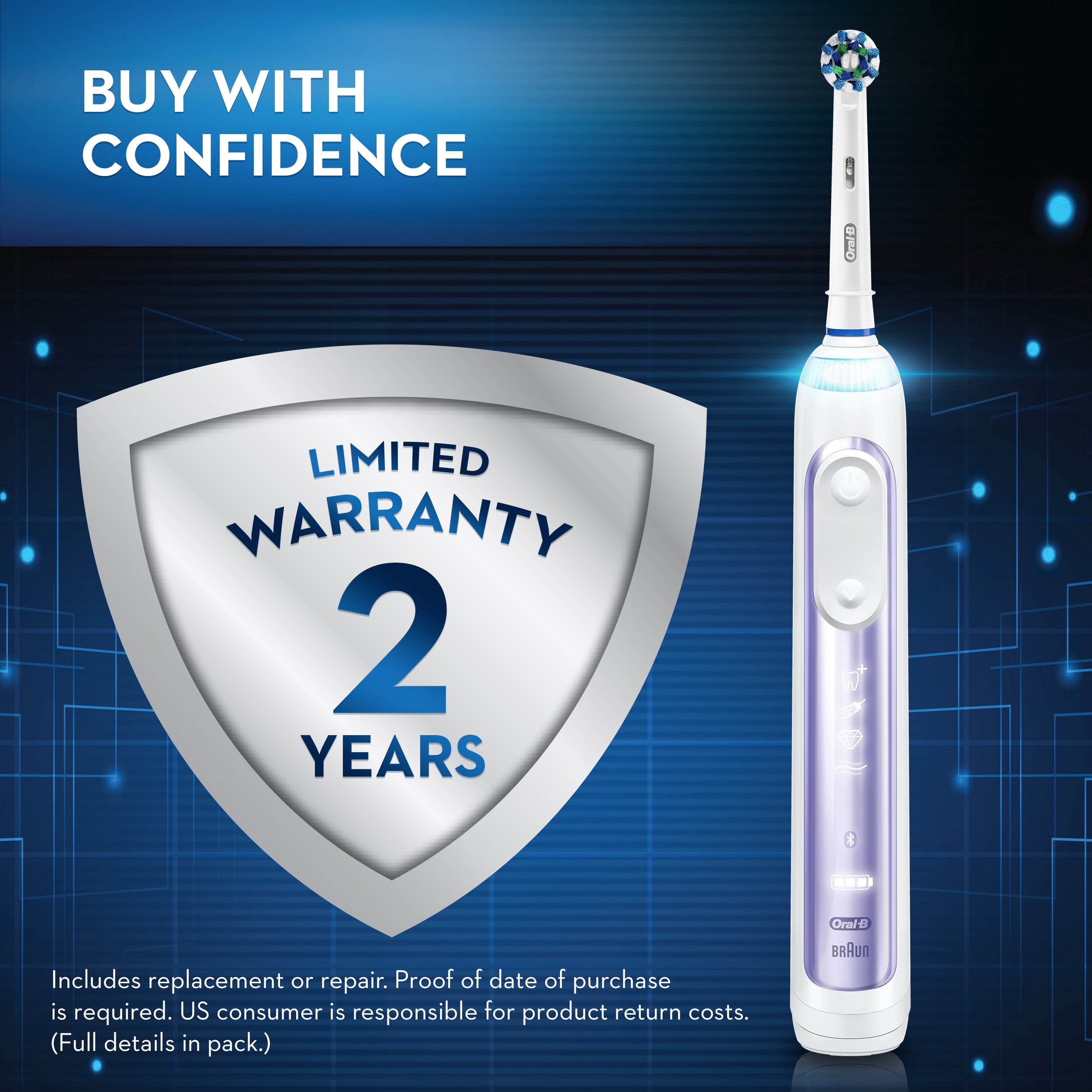 Oral-B Pro 7500 Power Rechargeable Electric Toothbrush, Powered By Braun, Orchid Purple - Image 8