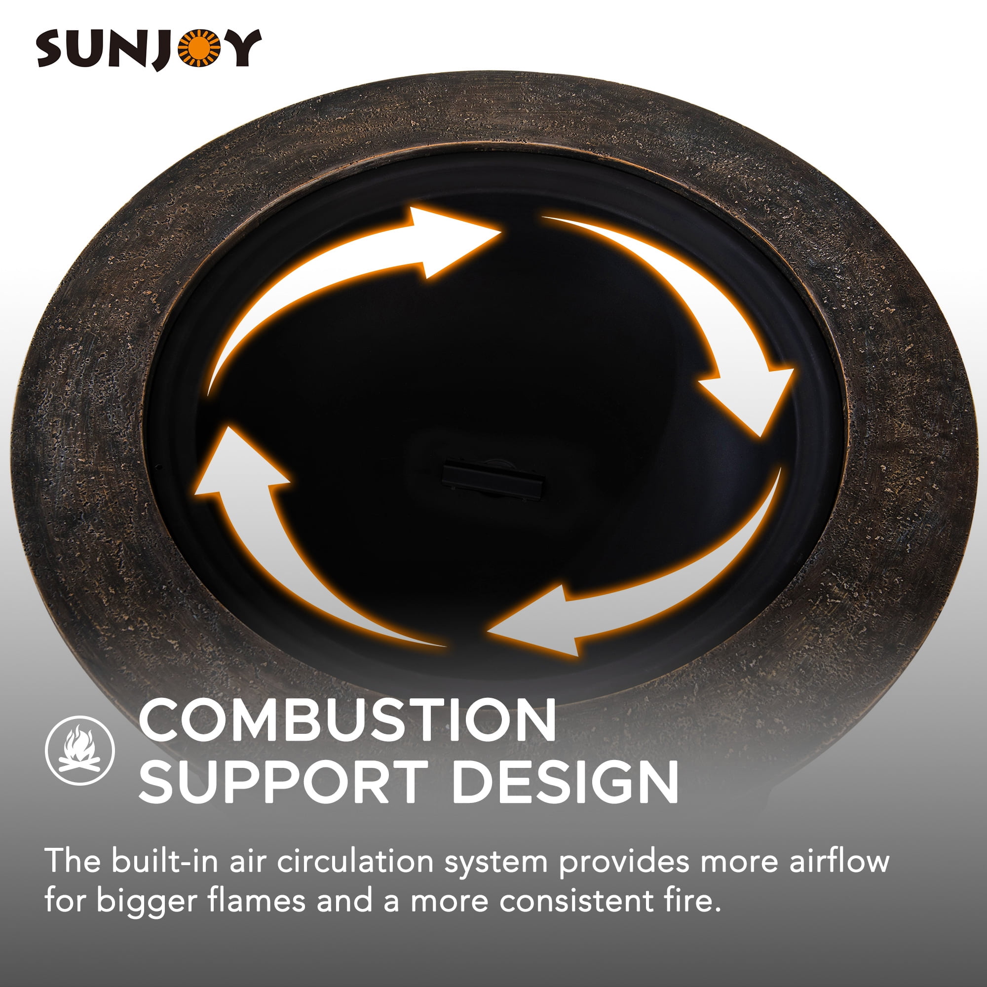 Sunjoy 32 in. Fire Pit for Outside, Outdoor Stone Wood Burning Firepits with Steel Mesh Spark Screen and Fire Poker, Large Bonfire for Patio and Backyard - Image 6