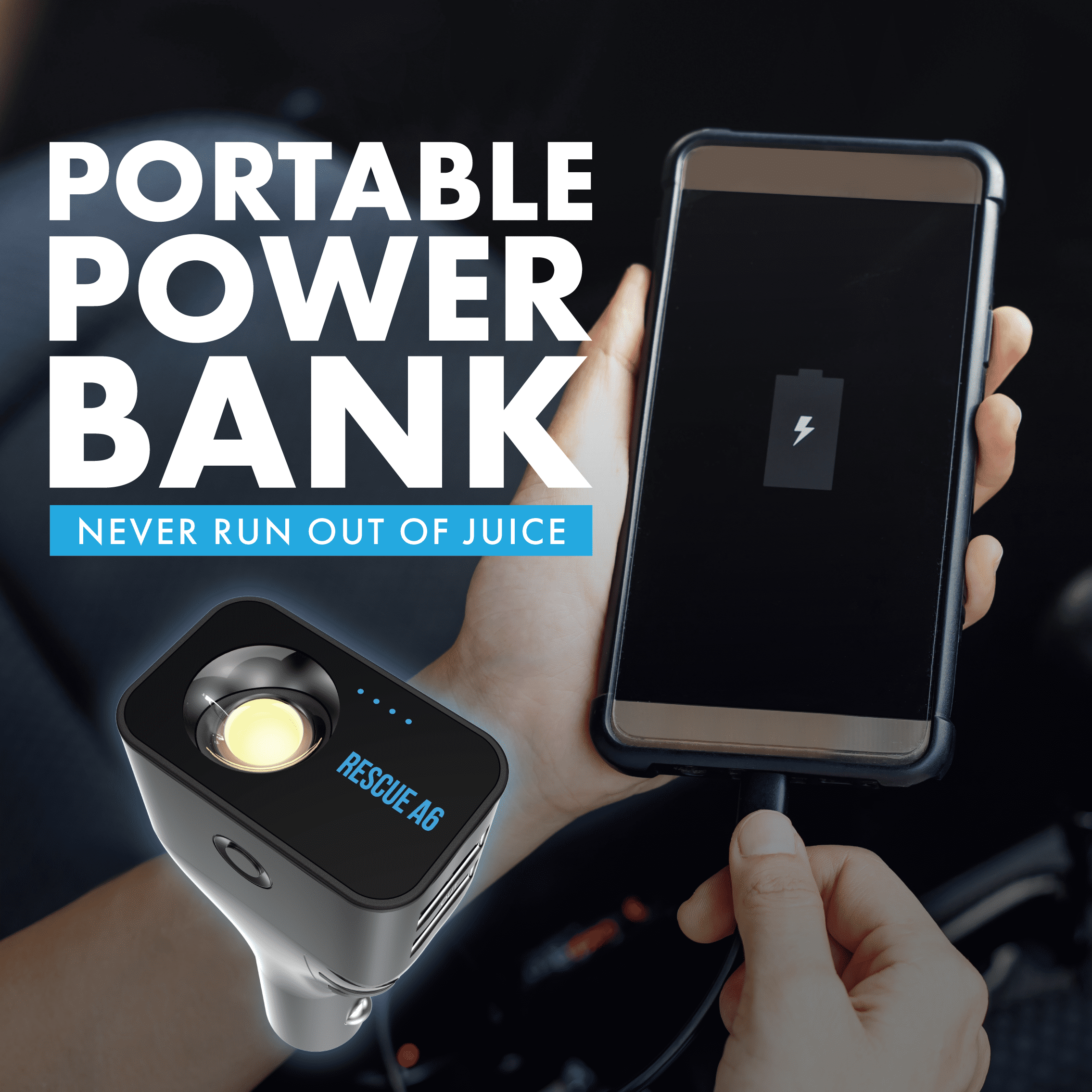 Rescue A6 Car Safety Device For Window Seat Belt USB Charger LED Flashlight - Image 3