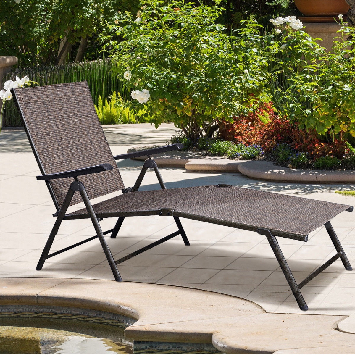 Costway Pool Chaise Lounge Chair Recliner Outdoor Patio Furniture Adjustable - Image 3