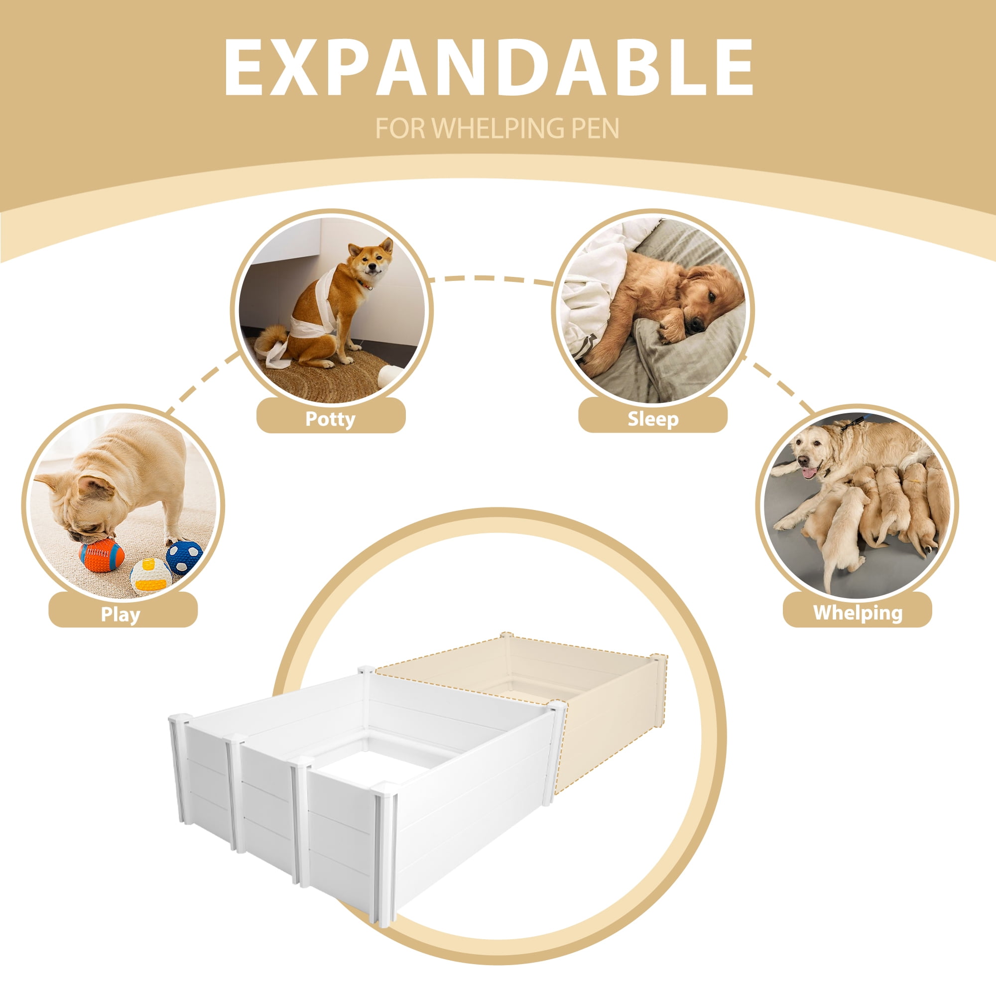 Masiis Whelping Box for Dogs, 48" X 48" Large Dog Bed Birthing Box Indoor with Rails for Puppies - Image 5