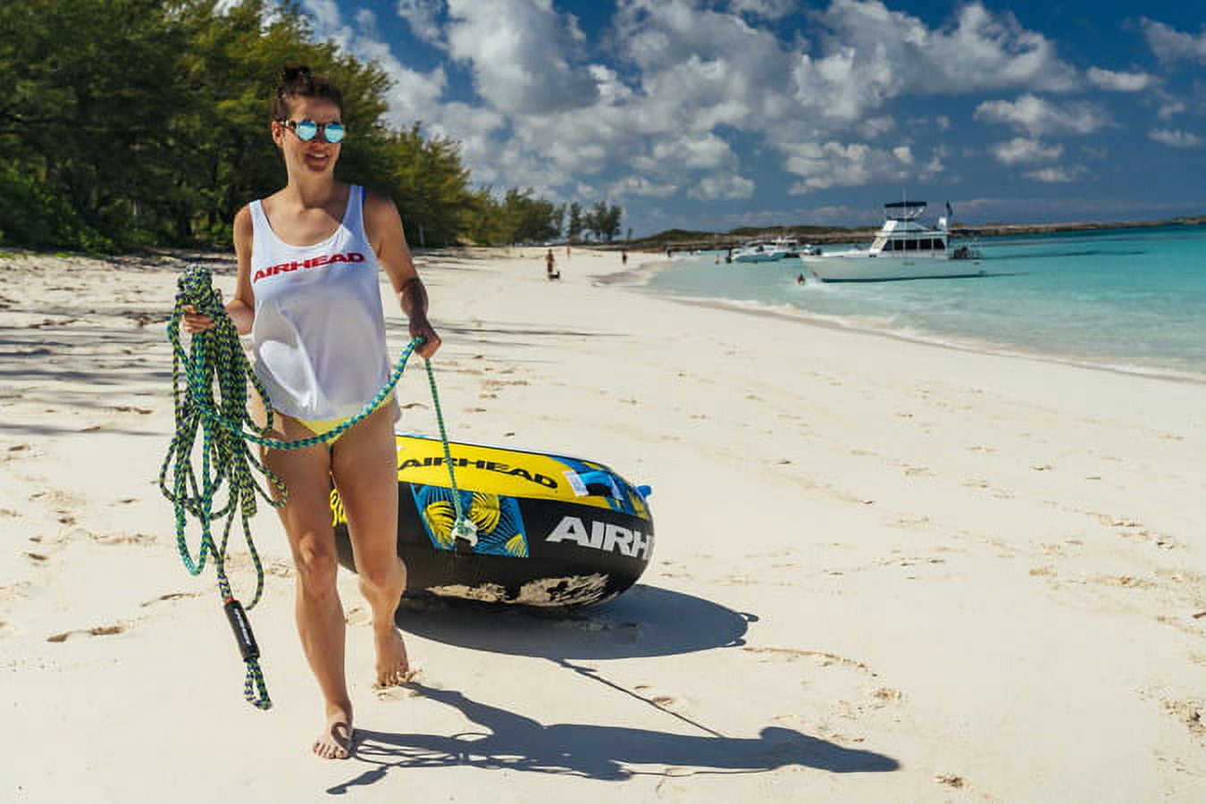 Airhead Blast Towable Tube for Boating, Heavy-Duty Nylon, Blue/Yellow - Image 6