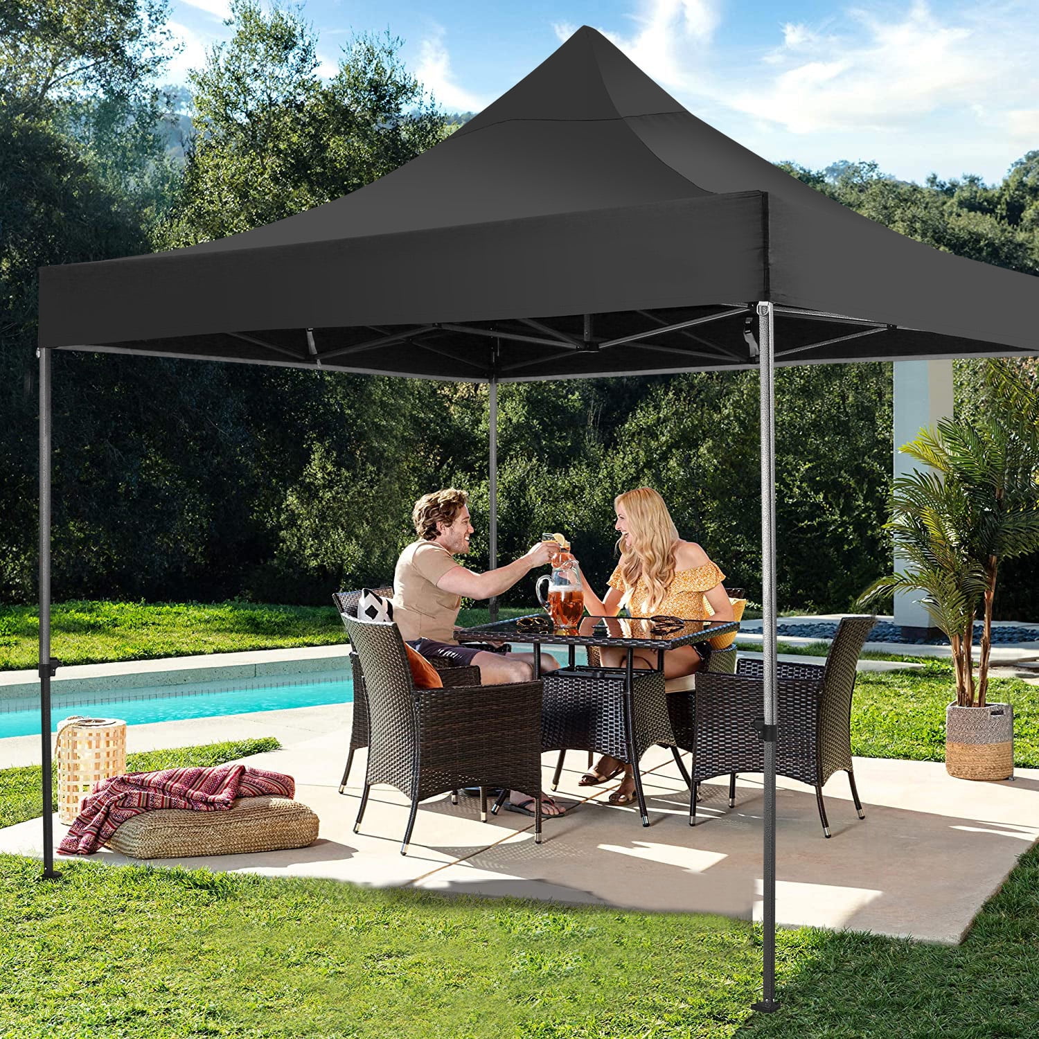 SANOPY 10x10 FT Pop Up Canopy Tent Outdoor Heavy Duty Commercial Instant Shelter Waterproof Party Tent Gazebo with 4 Removable Sidewalls, Roller Bag and 4 Sandbags, Black - Image 10