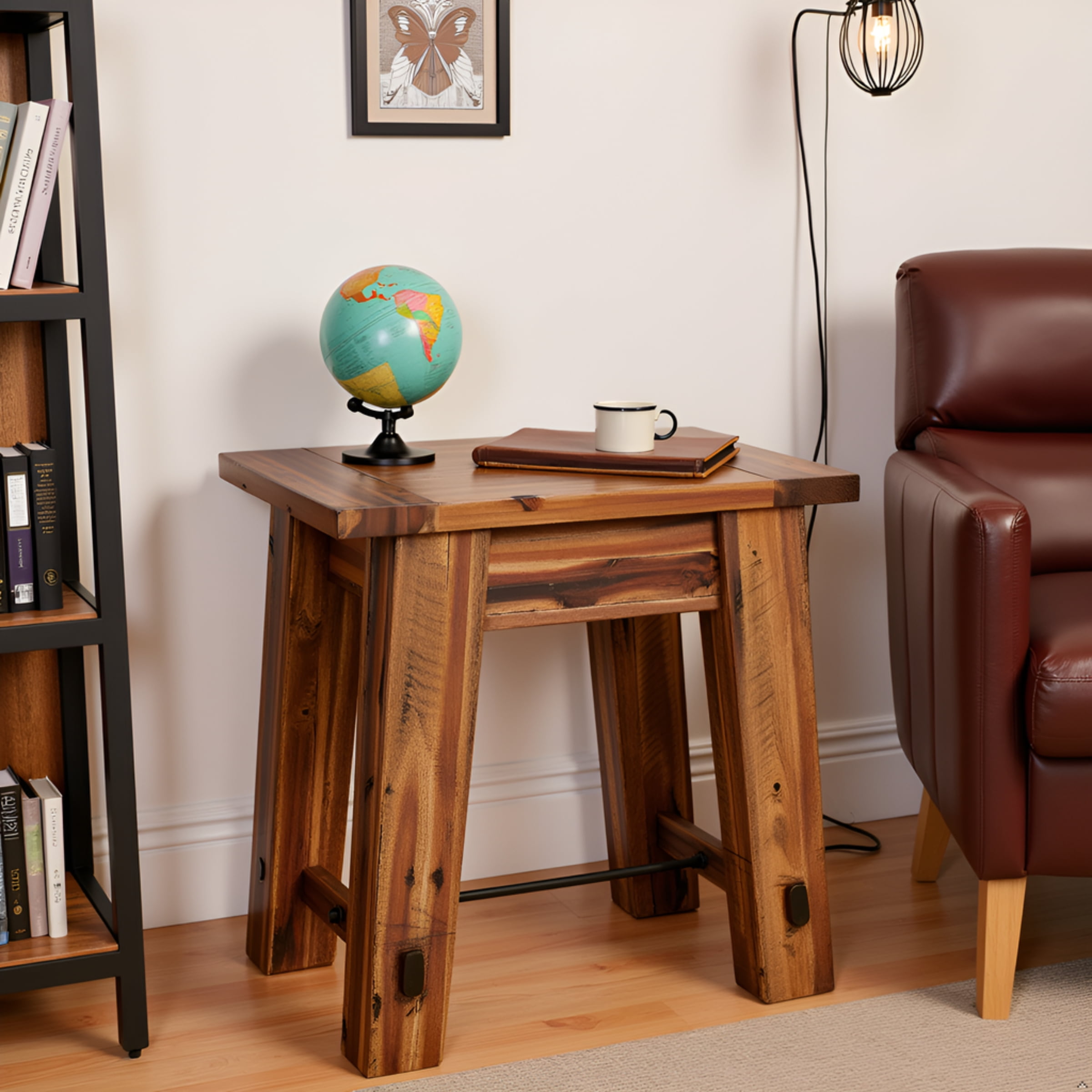 Alaterre Furniture Durango Solid Acacia Wood End Table, Industrial Side Table with 100lb Weight Capacity for Living Room, Natural - Image 17