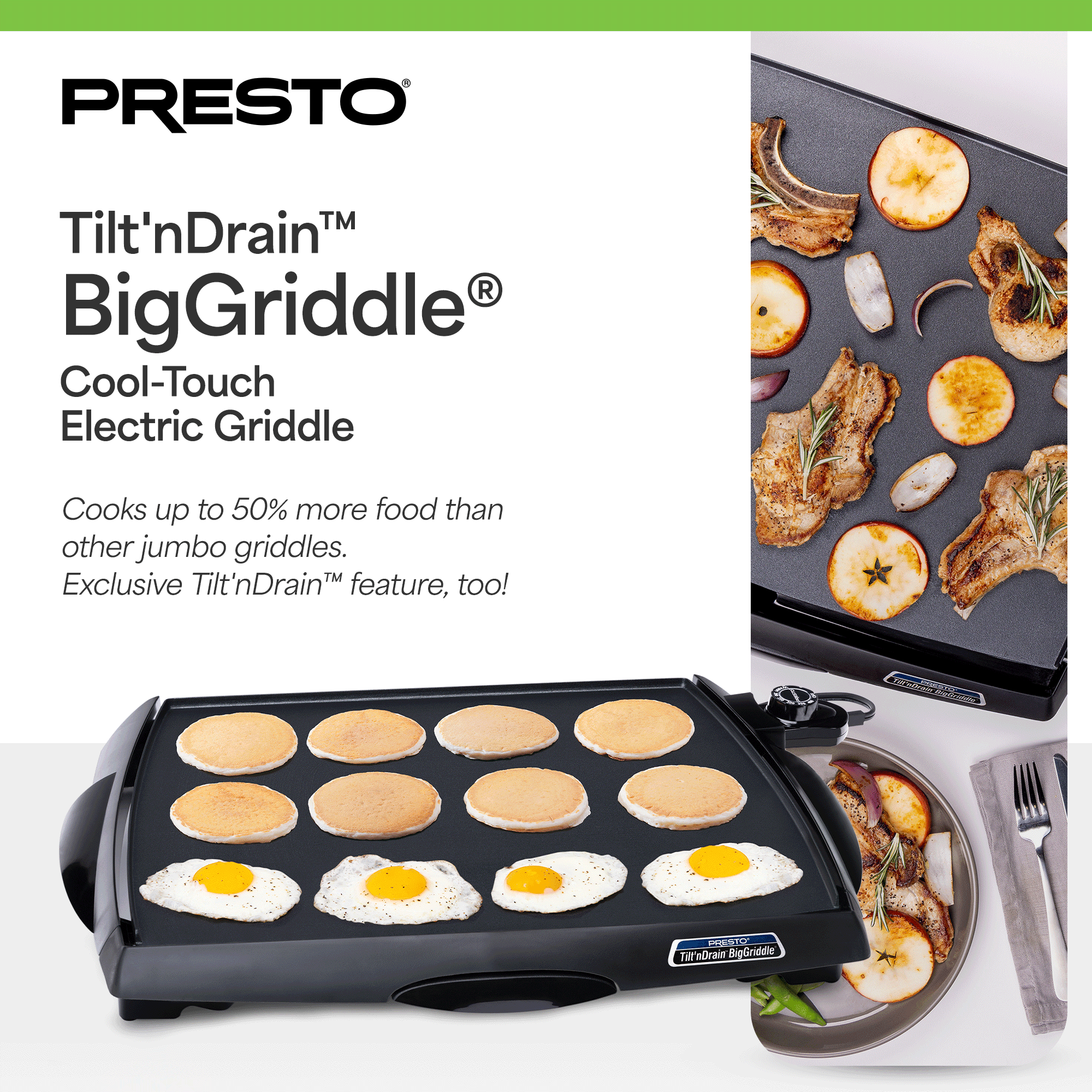 Presto Tilt 'N' Drain Big Griddle Electric Cool-Touch Griddle 07046 - Image 10
