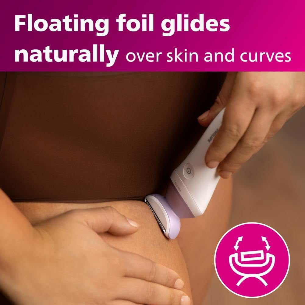 Philips Norelco Womens Electric Shaver Series 6000, Beauty Cordless with 4 Accessories, BRL136/00, White - Image 4