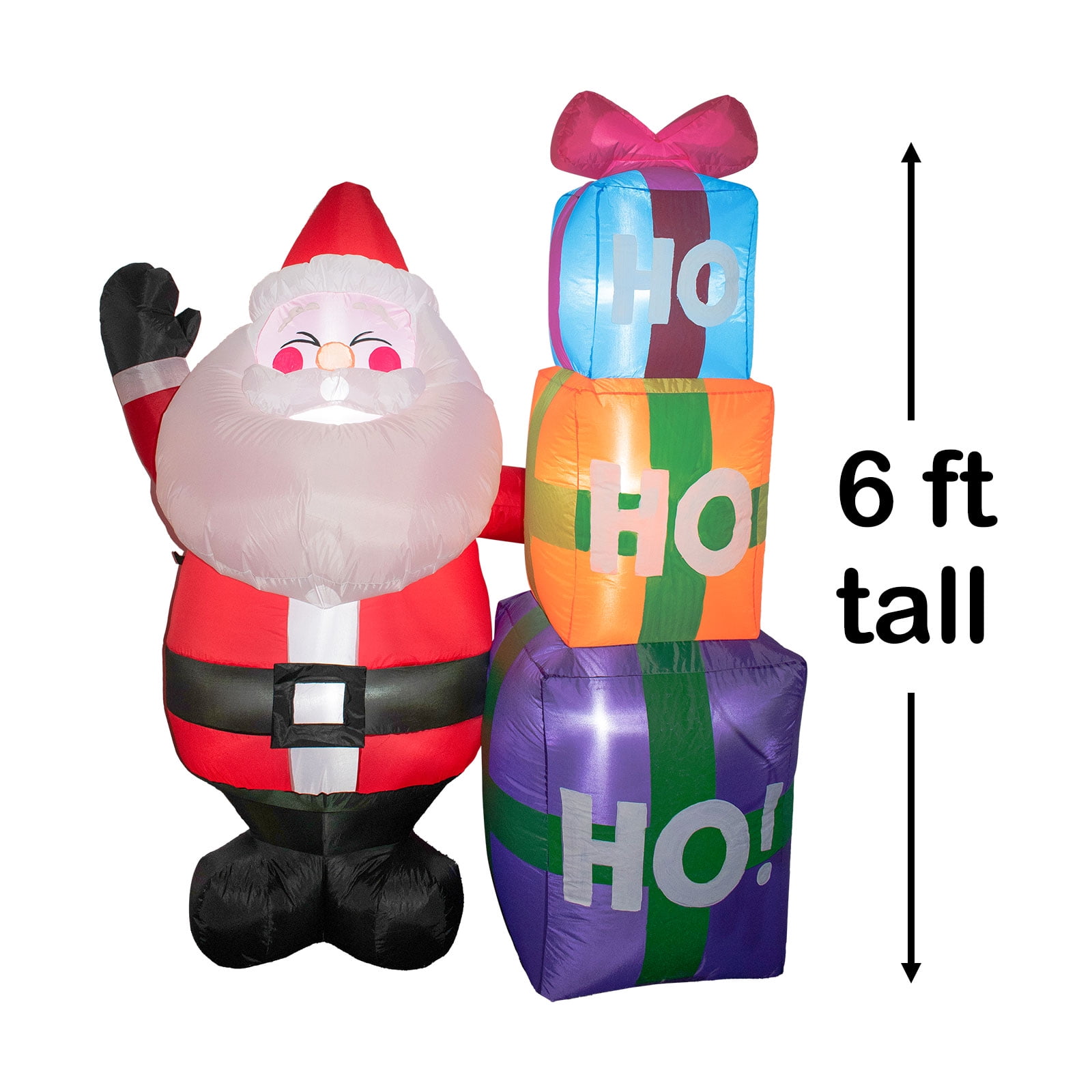 Fun Little Toys 6 Ft Tall Jolly Santa Claus with 3 PCS Inflatable Decorations, Funny Built-in LED Lights Large Outdoor Christmas Blow ups Xmas Outside Holiday Yard Decorations - Image 2