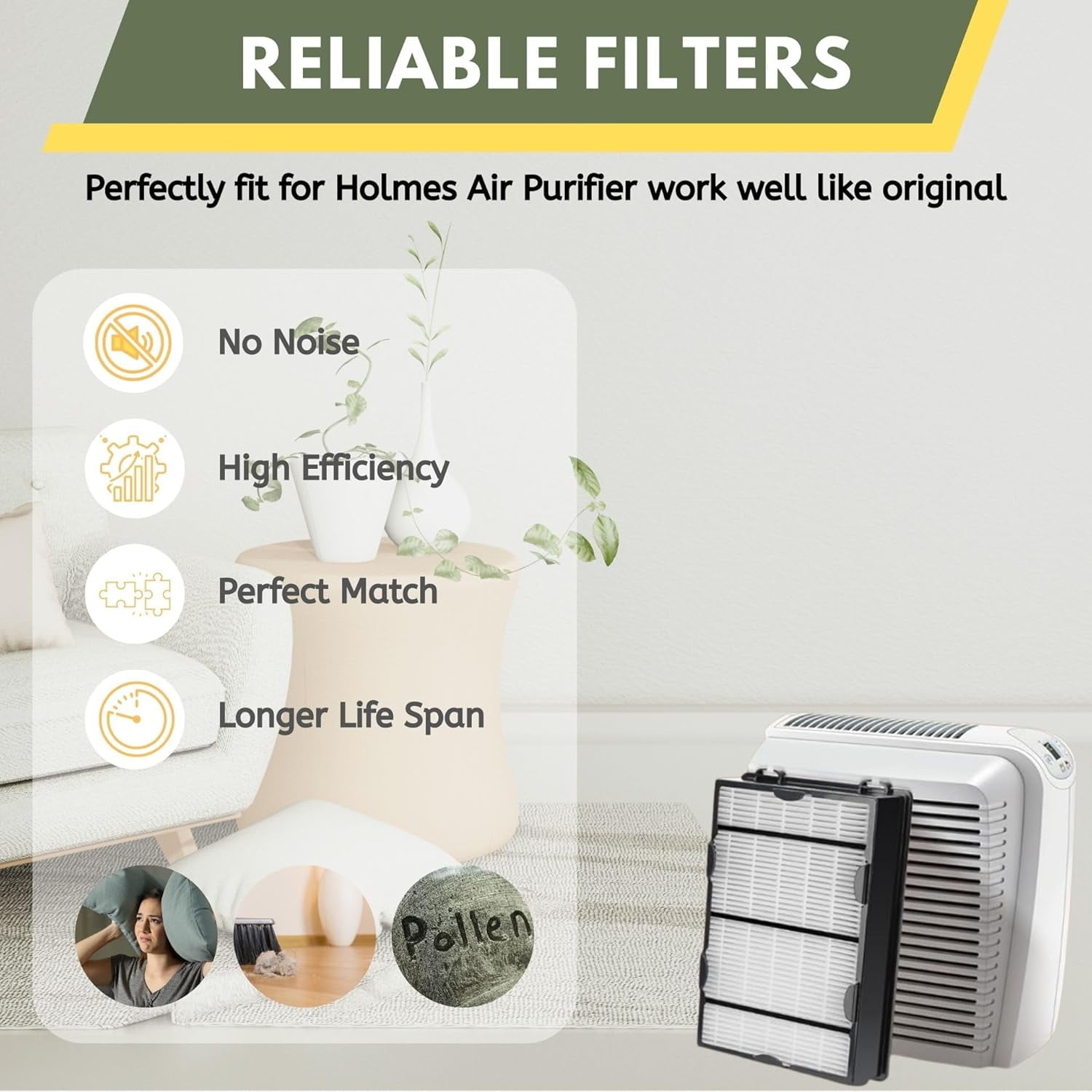 Nispira HAPF600 True HEPA Filter Replacement Compatible with Holmes Air Purifier, 6 Packs - Image 3
