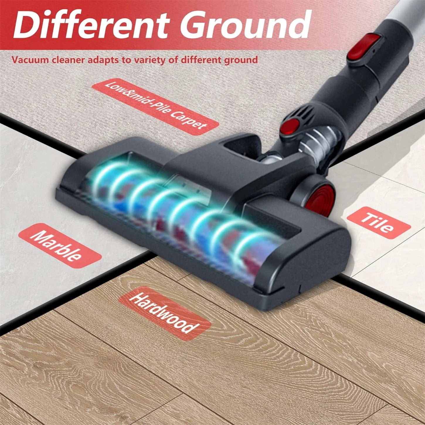 Cordless Stick Vacuum Cleaners for Home,380W Lightweight 30kpa Strong Power Cordless Vacuum,55 Mins Max Runtime Handheld Floor Vacuum for Carpet Hard Floor Pet Hair - Image 2