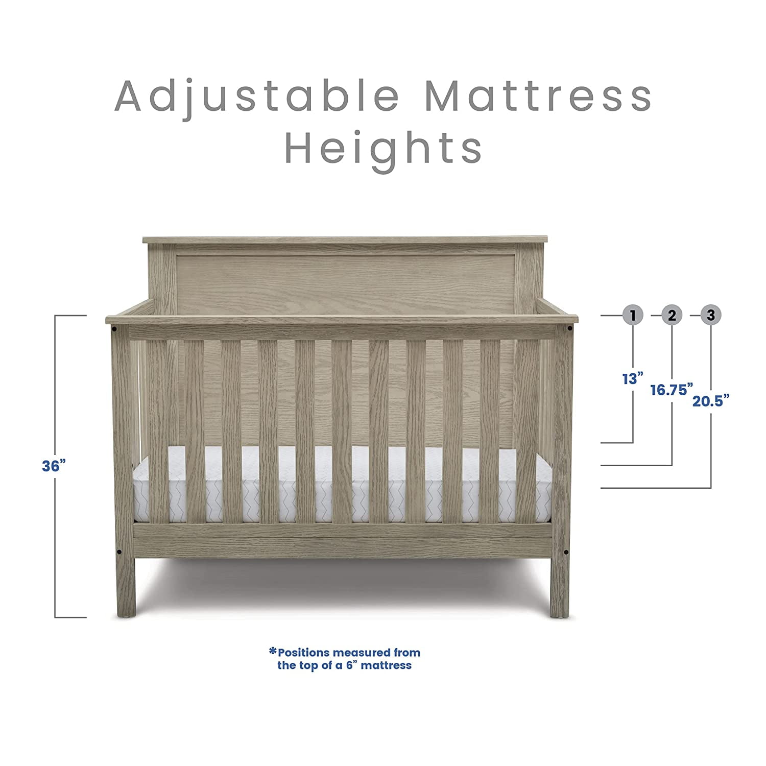 Delta Children Middleton 4-in-1 Convertible Baby Crib, Greenguard Gold Certified, Textured Limestone - Image 9