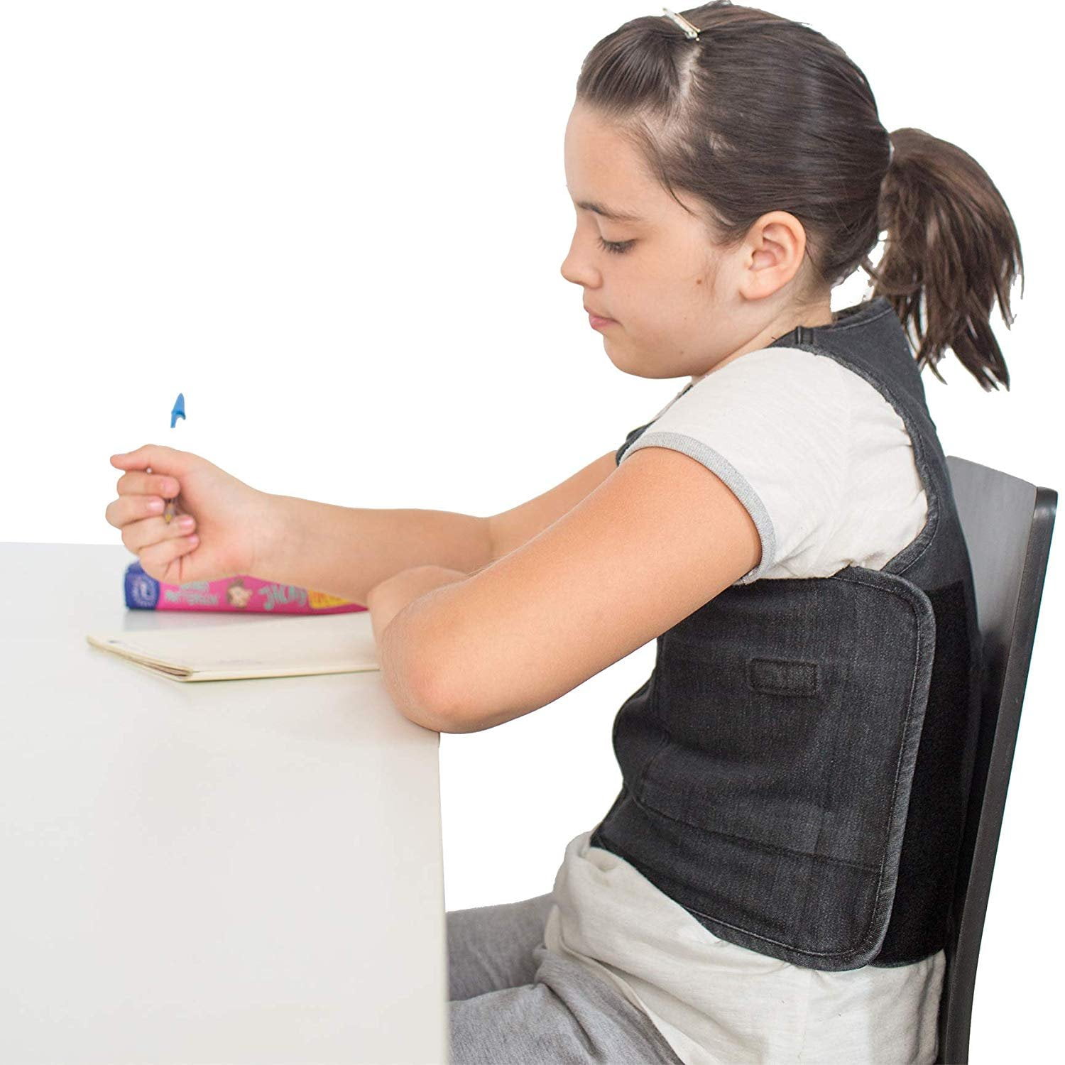 Fun and Function's Stretch Denim Weighted Vest to Reduce Wiggles, Fidgets, Anxiety - Medium Ages 9+ - Image 4