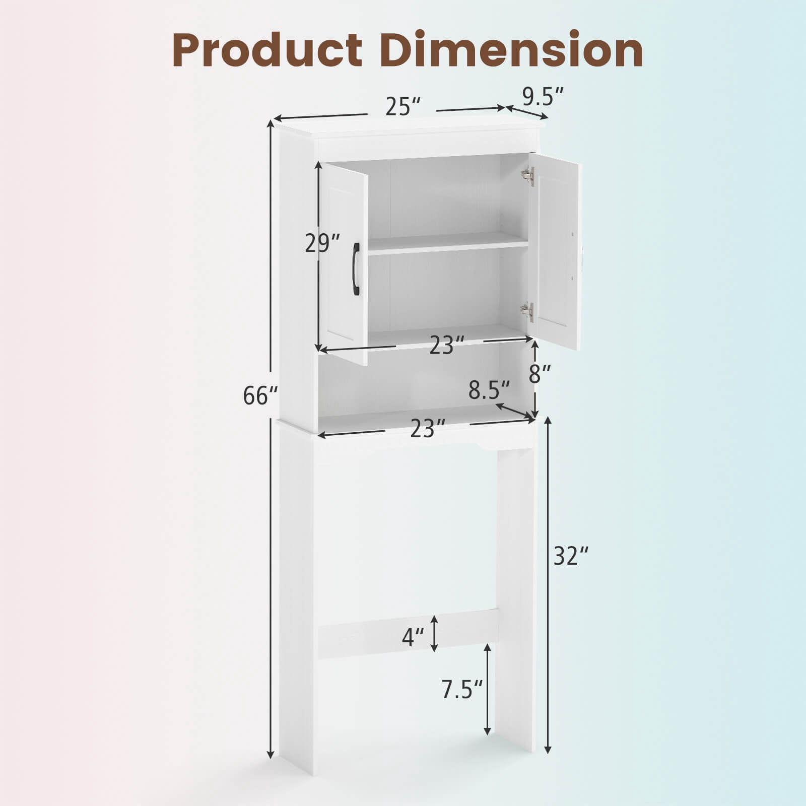 Costway Over The Toilet Storage Cabinet Bathroom Organizer w/ Adjustable Shelf - Image 9