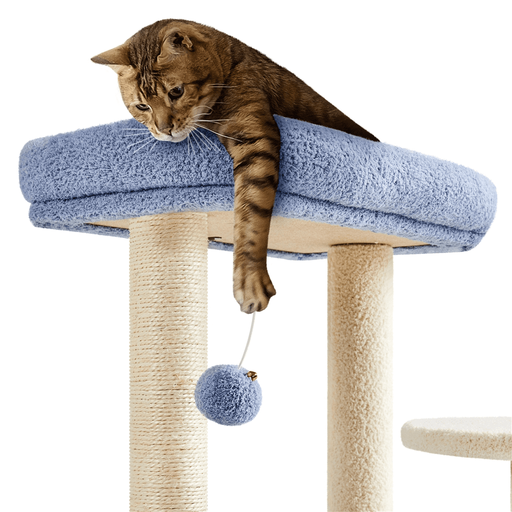Alden Design 35.5″H Ocean Cat Tree with Padded Perch Natural Sisal for Kittens, Blue/Beige - Image 9