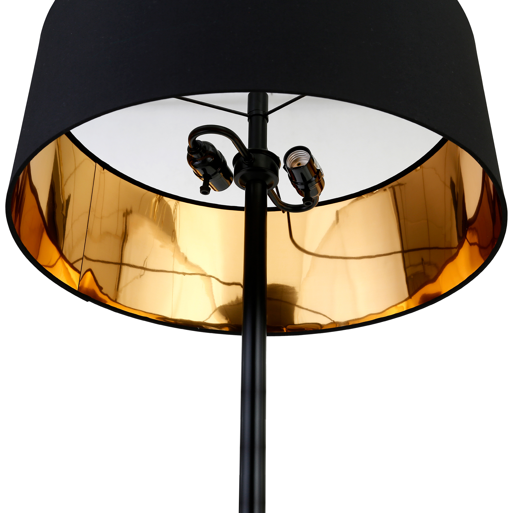 Henn&Hart 20" Matte Black/Brass Metal/Fabric Floor Lamp - Image 7