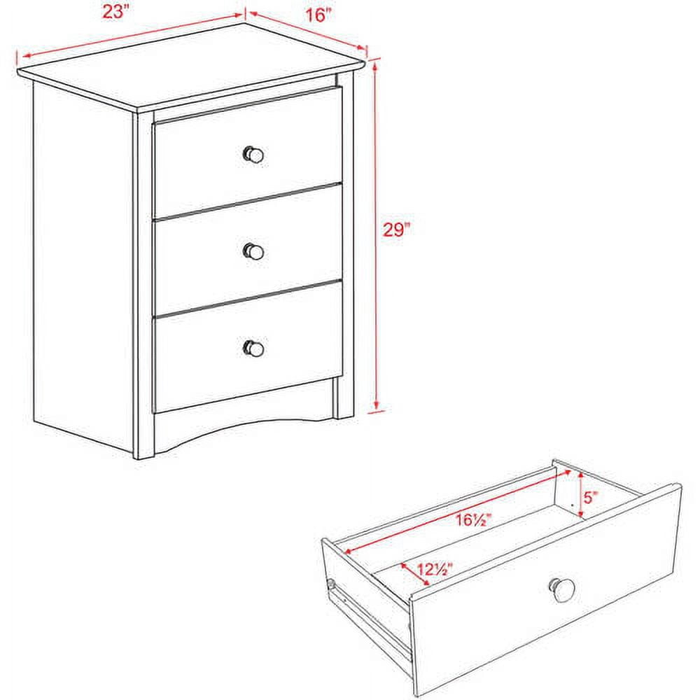 Prepac Sonoma 3-Drawer Tall Bedroom Nightstand, Black - Image 5