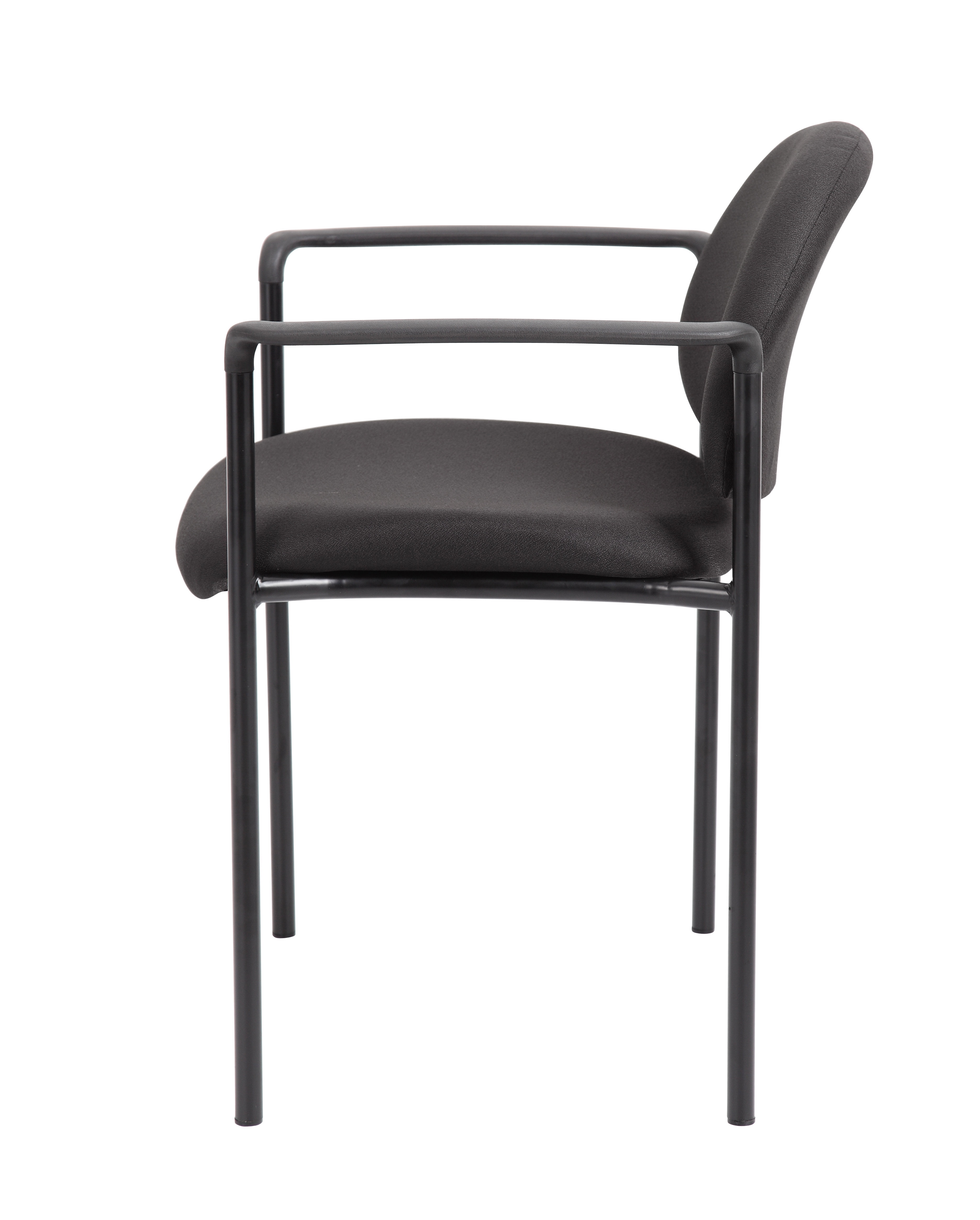 Boss Office Products Diamond Steel Office Stacking Chair with Arms, Black - Image 3