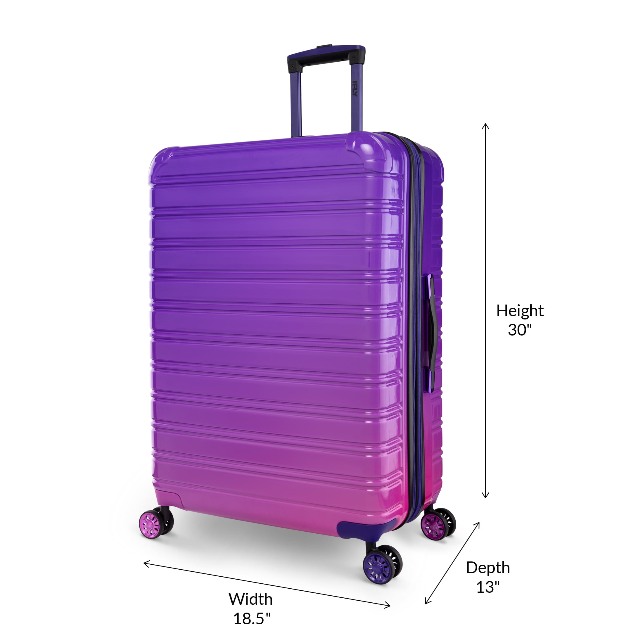 iFLY Fibertech 28" Large Checked Suitcase – Hardside Expandable Spinner Luggage for Travel, Midnight Berry - Image 8