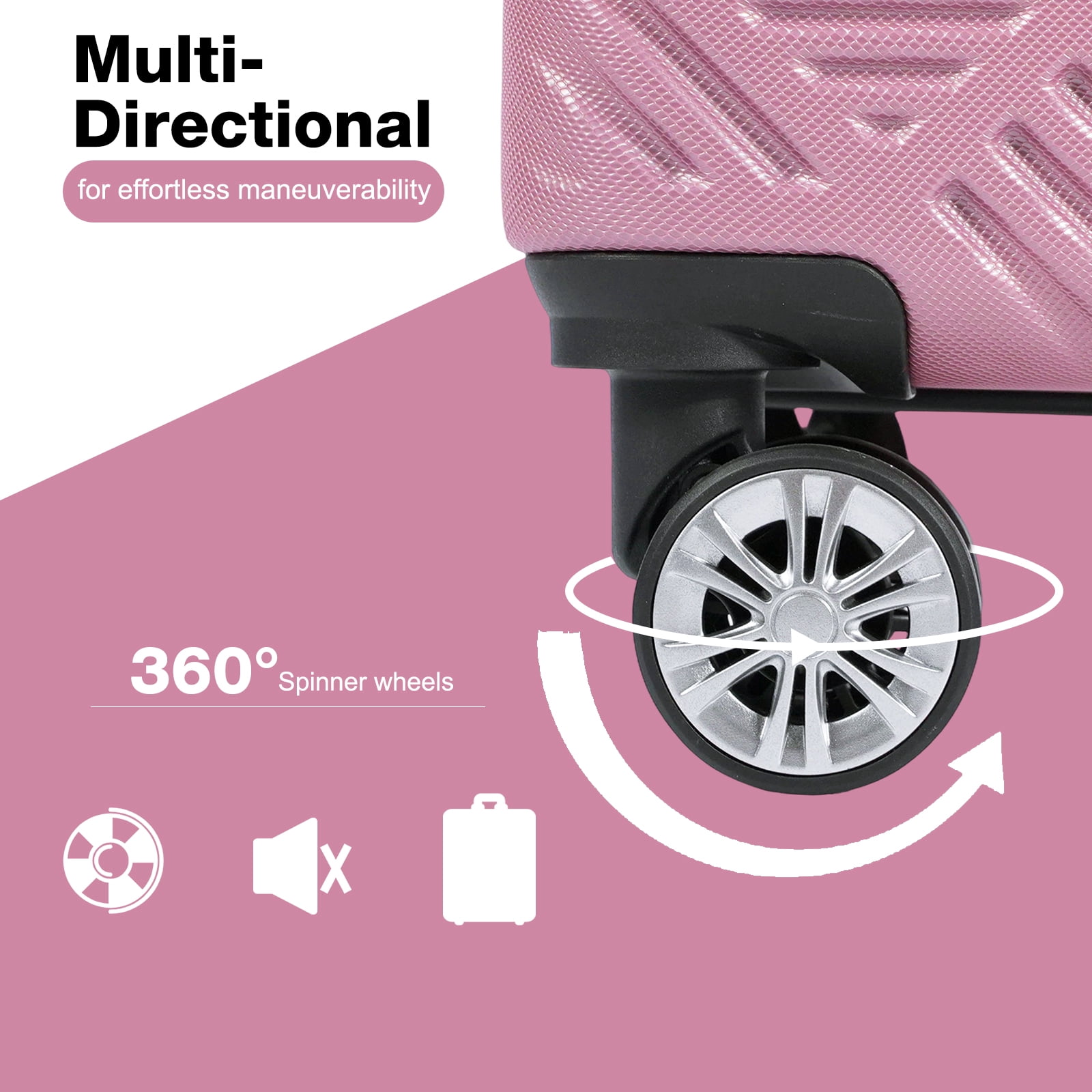 Tripcomp Luggage Sets 2 Piece Suitcase Set (14/20/)Hardside Suitcase with Spinner Wheels Lightweight Carry On Luggage(Pink) - Image 2