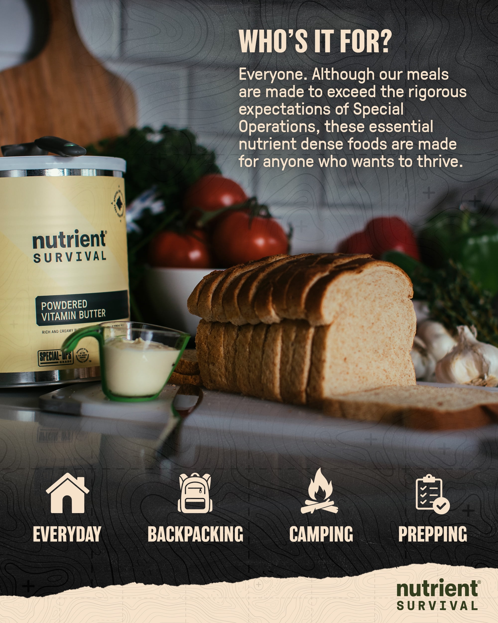 Nutrient Survival Vitamin Butter Powder, Freeze Dried Prepper Supplies & Emergency Food Supply, 16 Essential Nutrients, Soy & Gluten Free, Shelf Stable Up to 10 Years, One Can, 204 Servings - Image 3