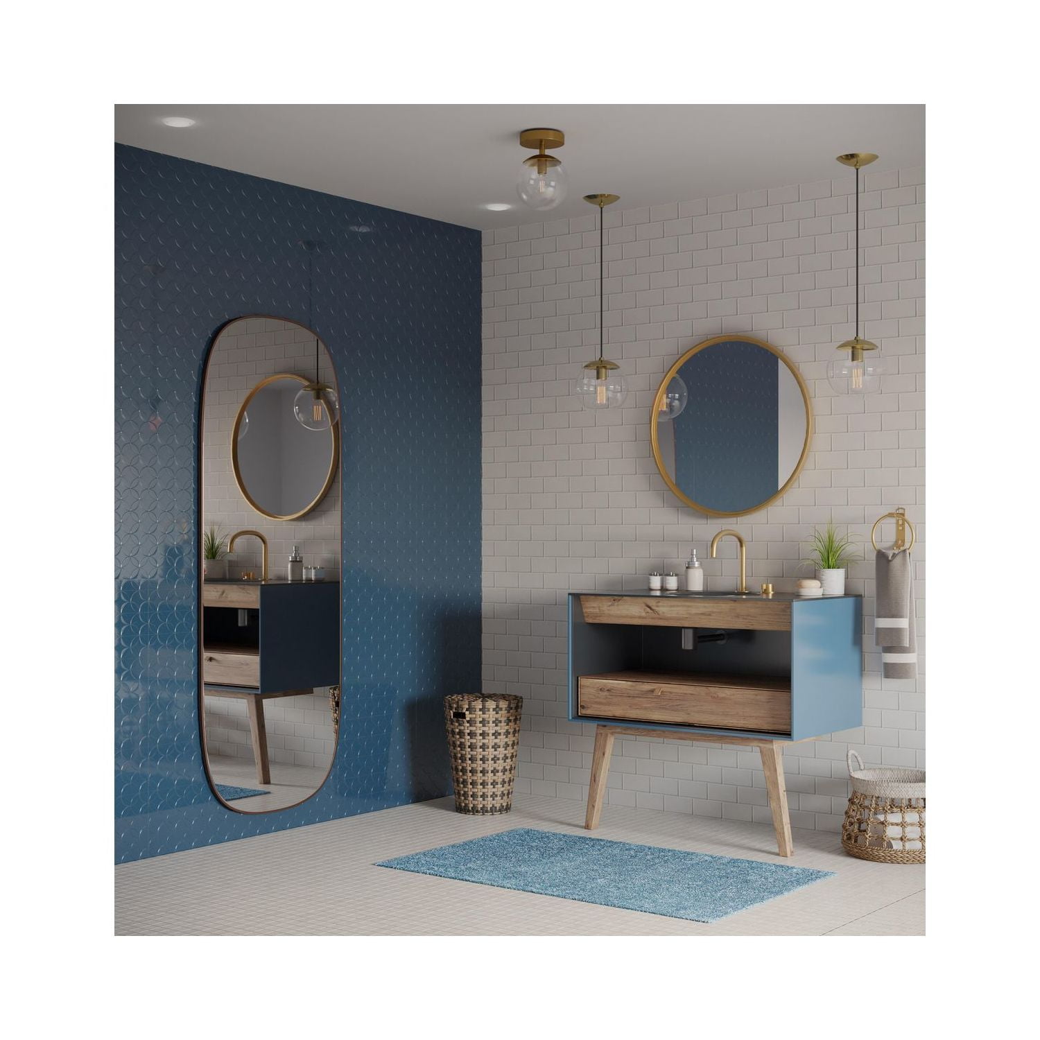 Atwell Collection One-Light Brushed Bronze Mid-Century Modern Semi-Flush Mount - Image 2