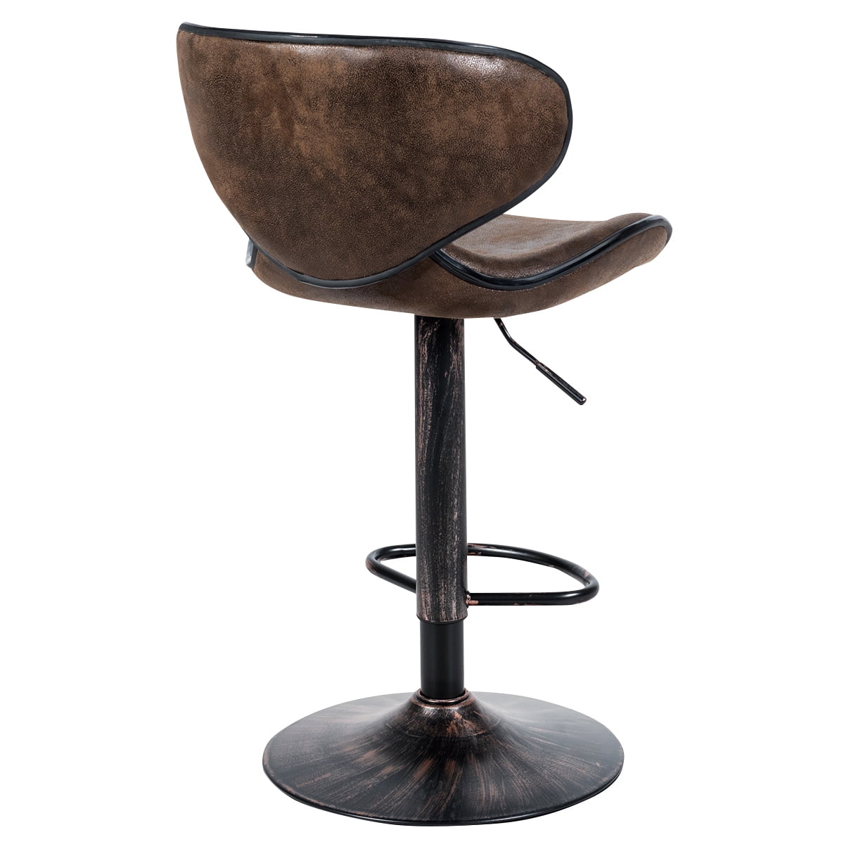 Costway Set of 2 Adjustable Bar Stools Swivel Bar Chairs with Back&Footrest Retro Brown - Image 10