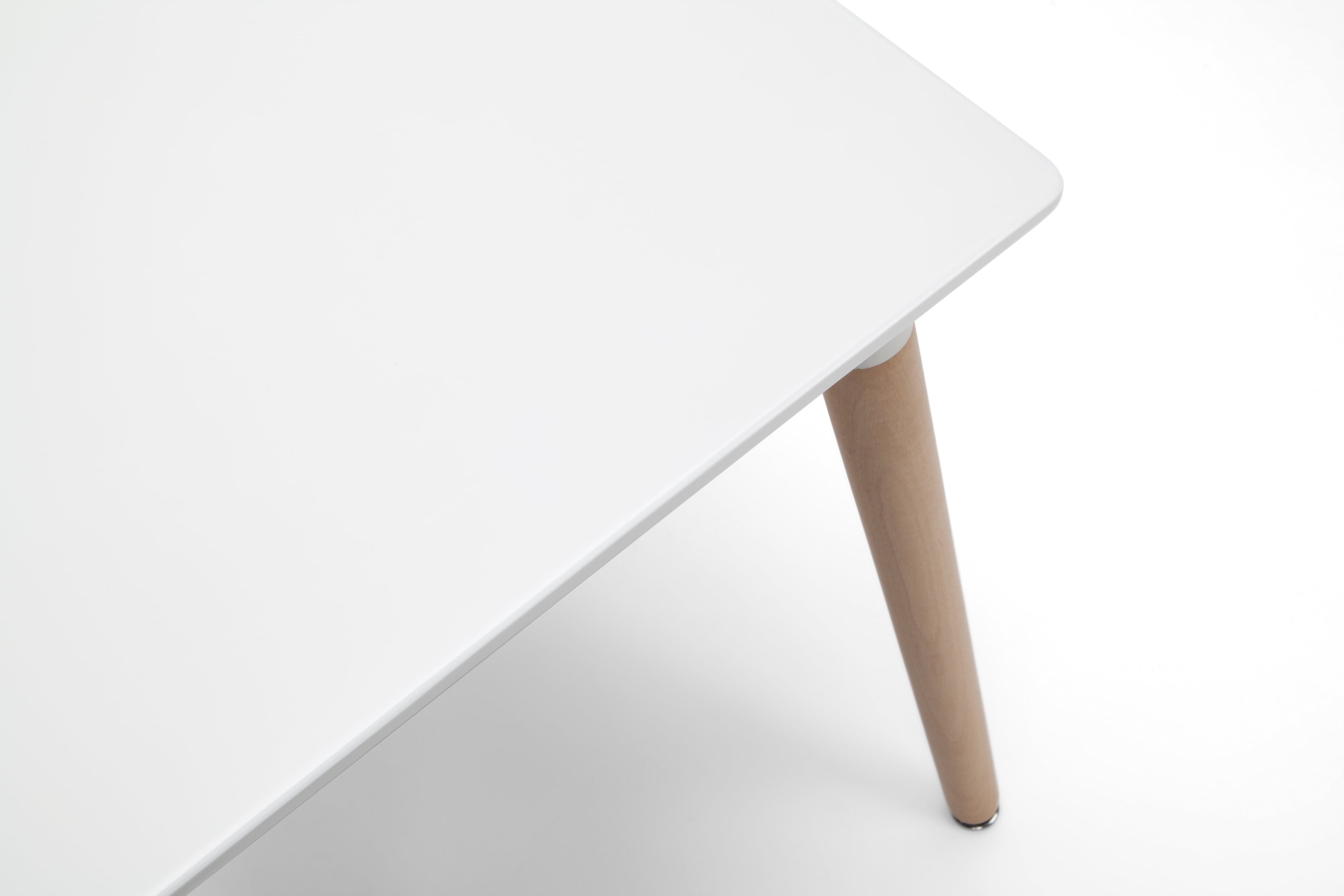 OFM Mid Century Modern 24" Square Dining Table, Solid Wood Legs, White - Image 14