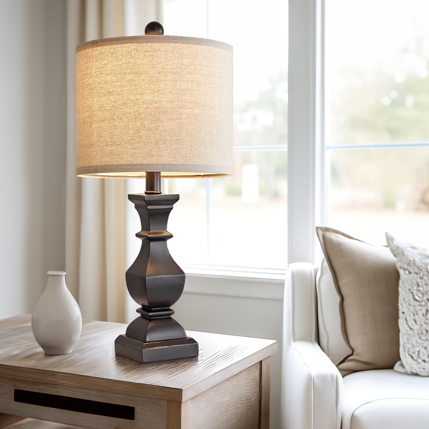 Oneach Retro Table Lamps Set of 2 Nightstands Lamps for Bedroom Living Room 20.5" Vintage Rustic Bedside Lamp - Image 11