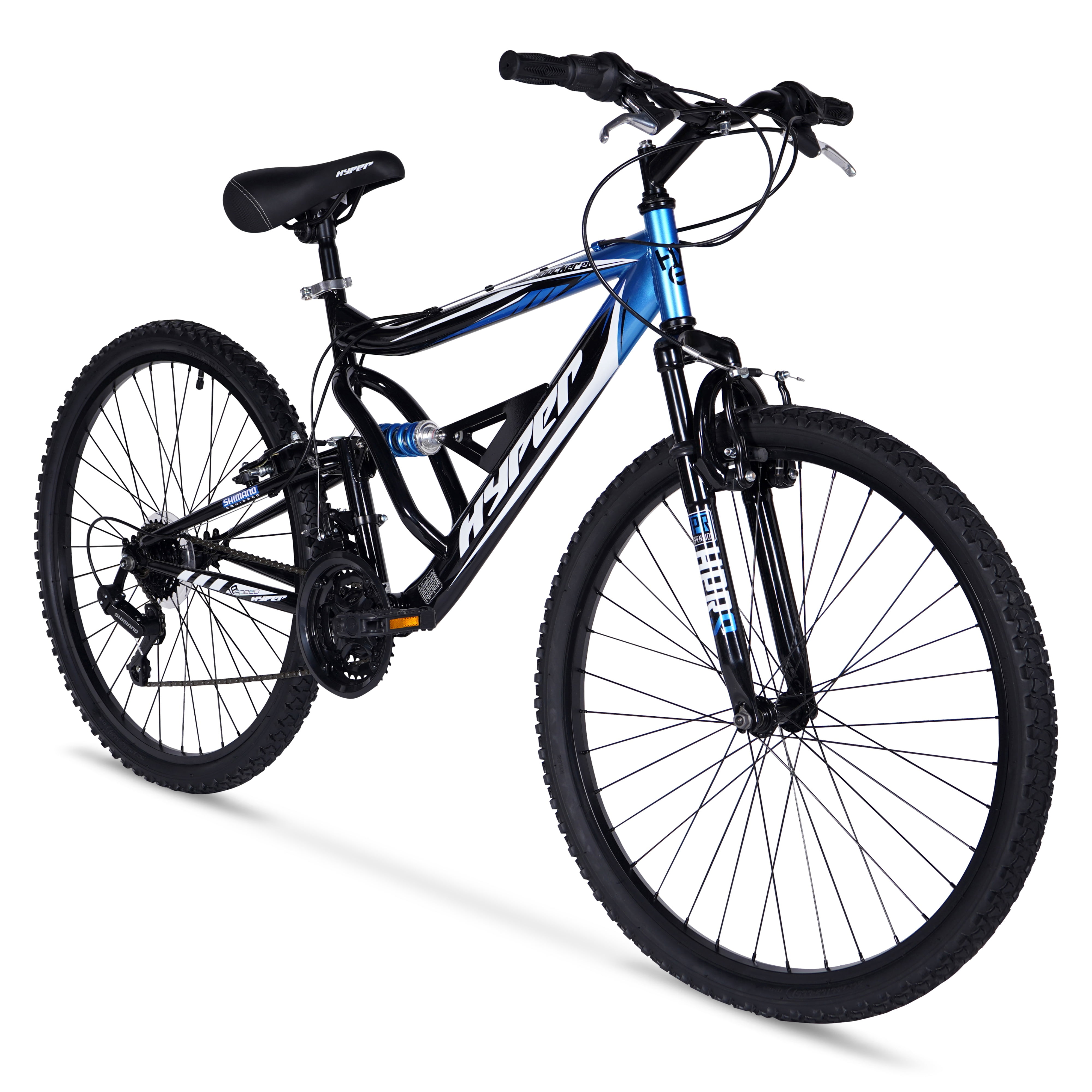 Hyper Bicycles Men's 26" Shocker Mountain Bike, Black/Blue - Image 2