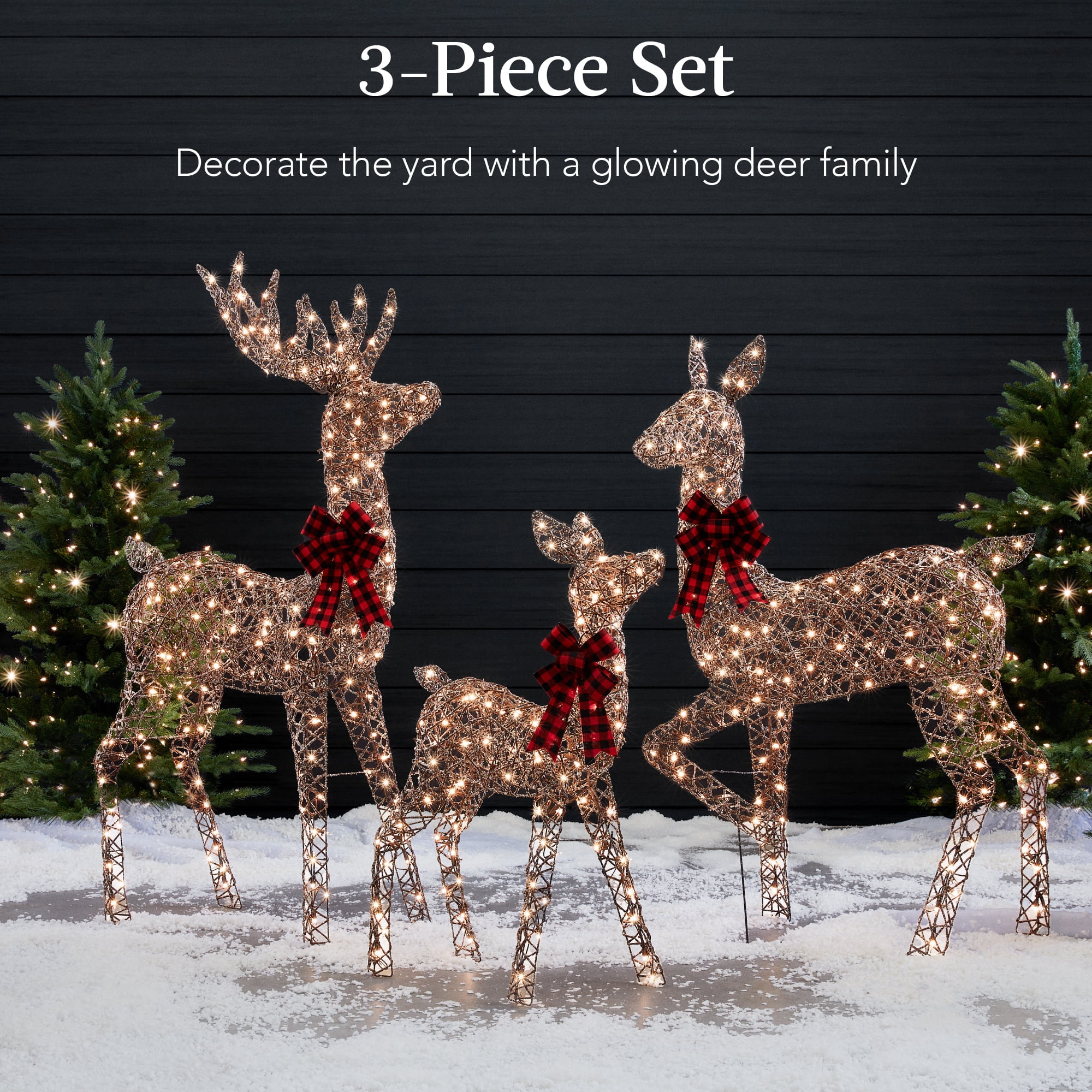 Best Choice Products 3-Piece Lighted Christmas Deer Set Outdoor Yard Decoration w/ 360 LED Lights, Stakes - Rattan - Image 5