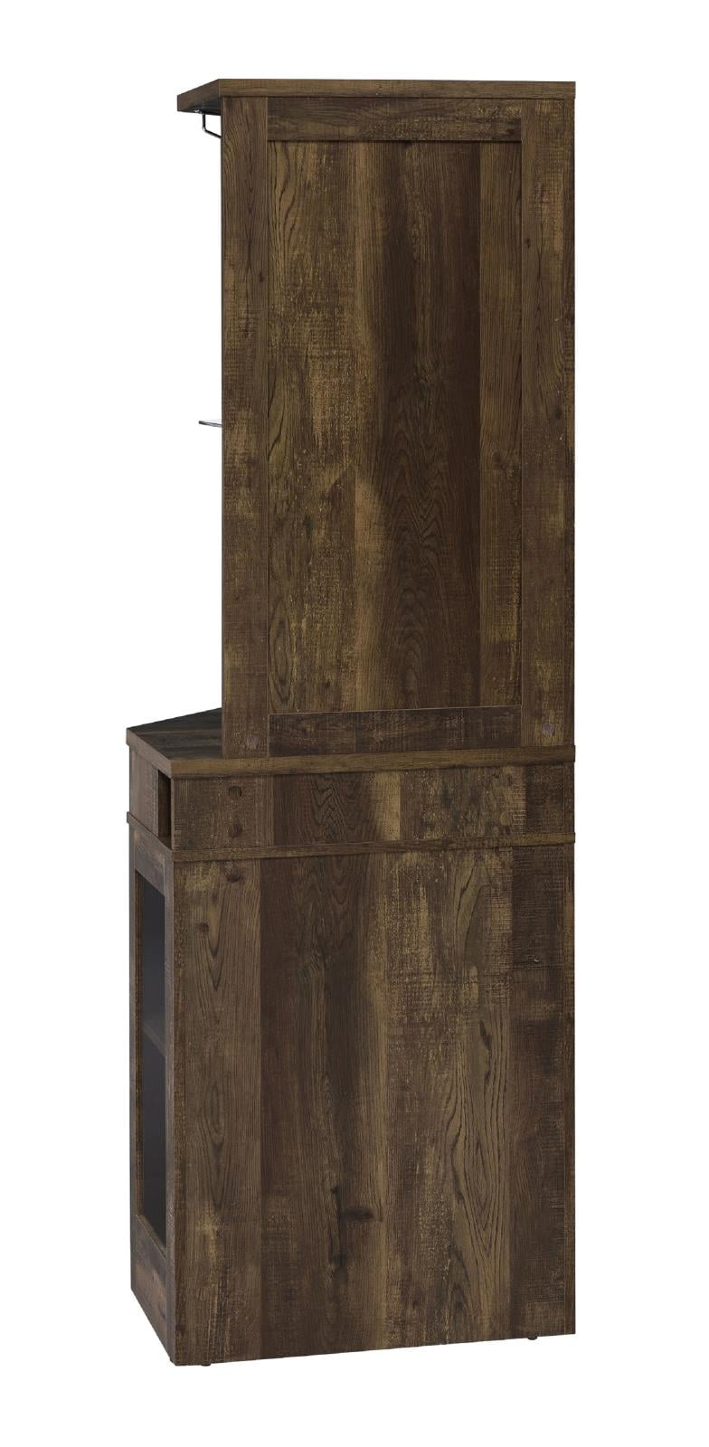 Alviso Corner Bar Cabinet with Stemware Rack Rustic Oak - Image 9