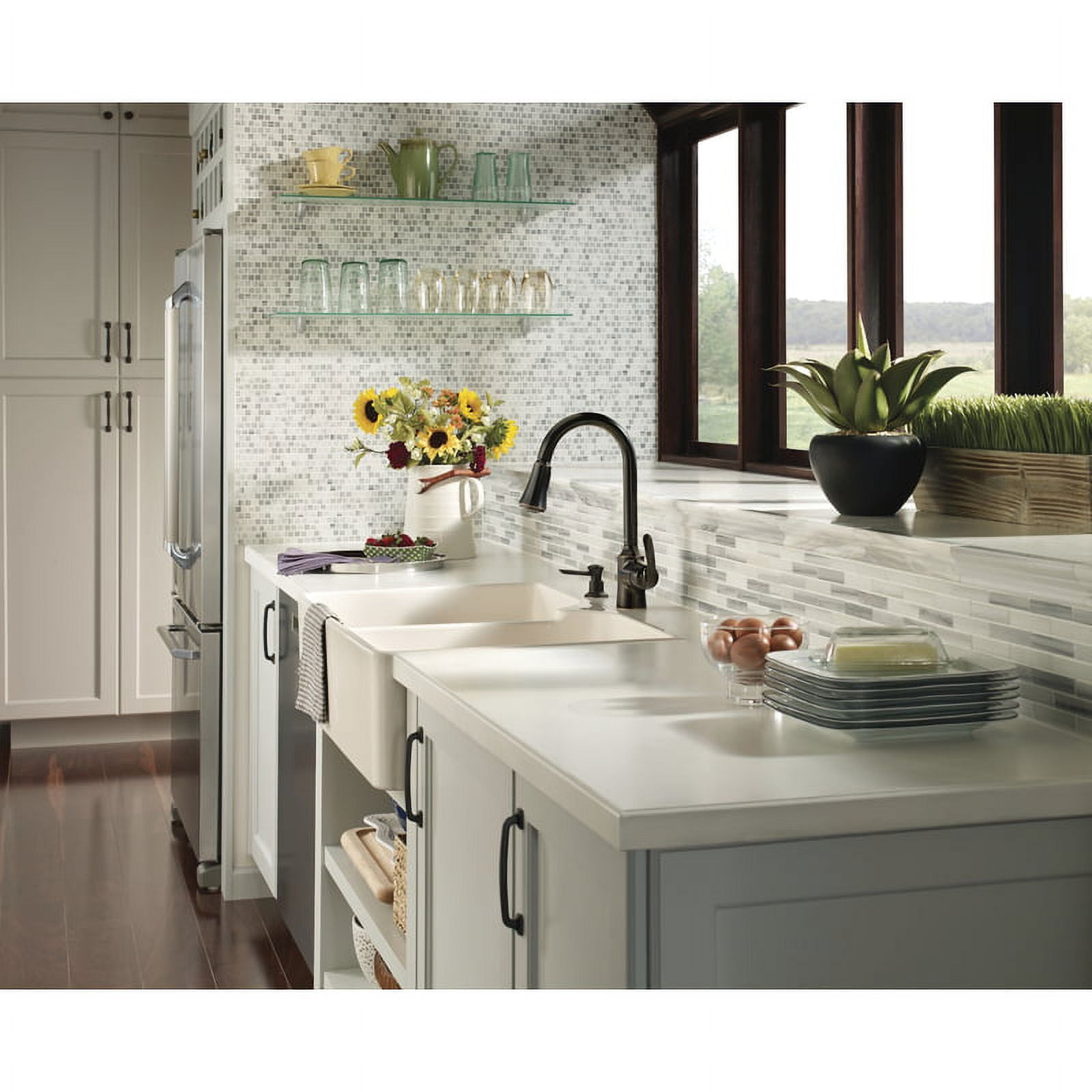 Moen Bayhill Mediterranean Bronze One-Handle High Arc Pulldown Kitchen Faucet - Image 2