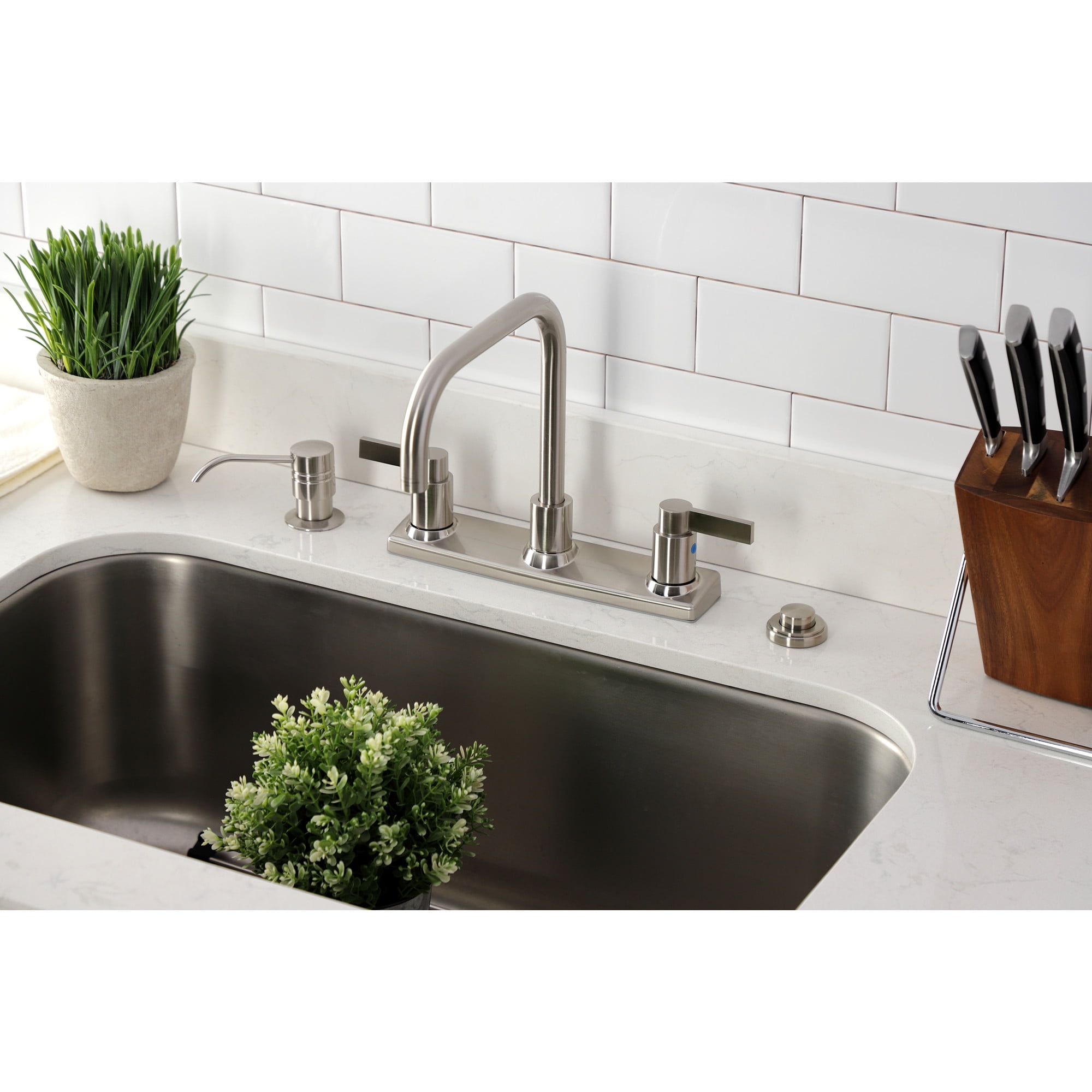 Kingston FB2148NDL NuvoFusion Two-Handle 2-Hole 8" Centerset Kitchen Faucet in Brushed Nickel - Image 7