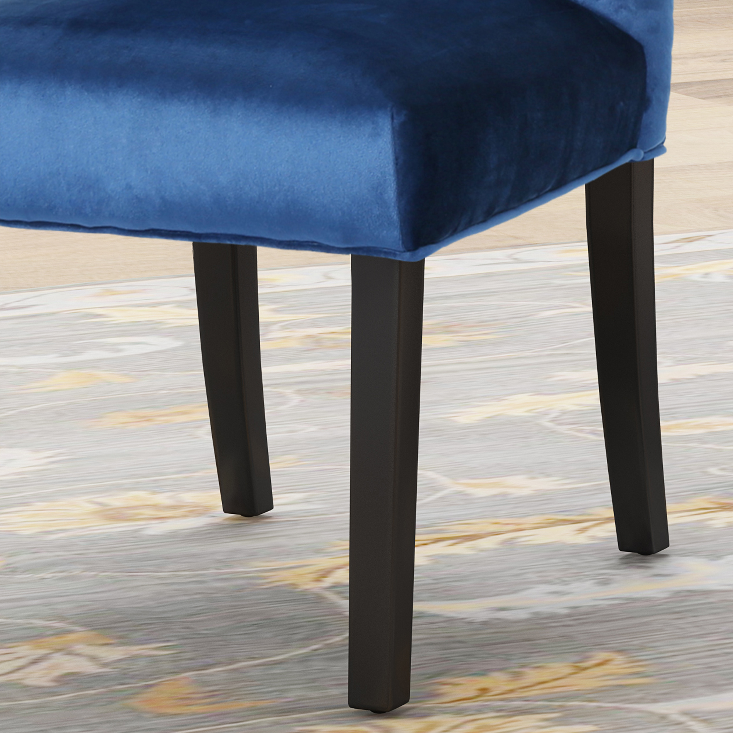 Noble House Nicholas Modern Velvet Dining Chairs, Set of 2,Navy Blue,Dark Brown - Image 10