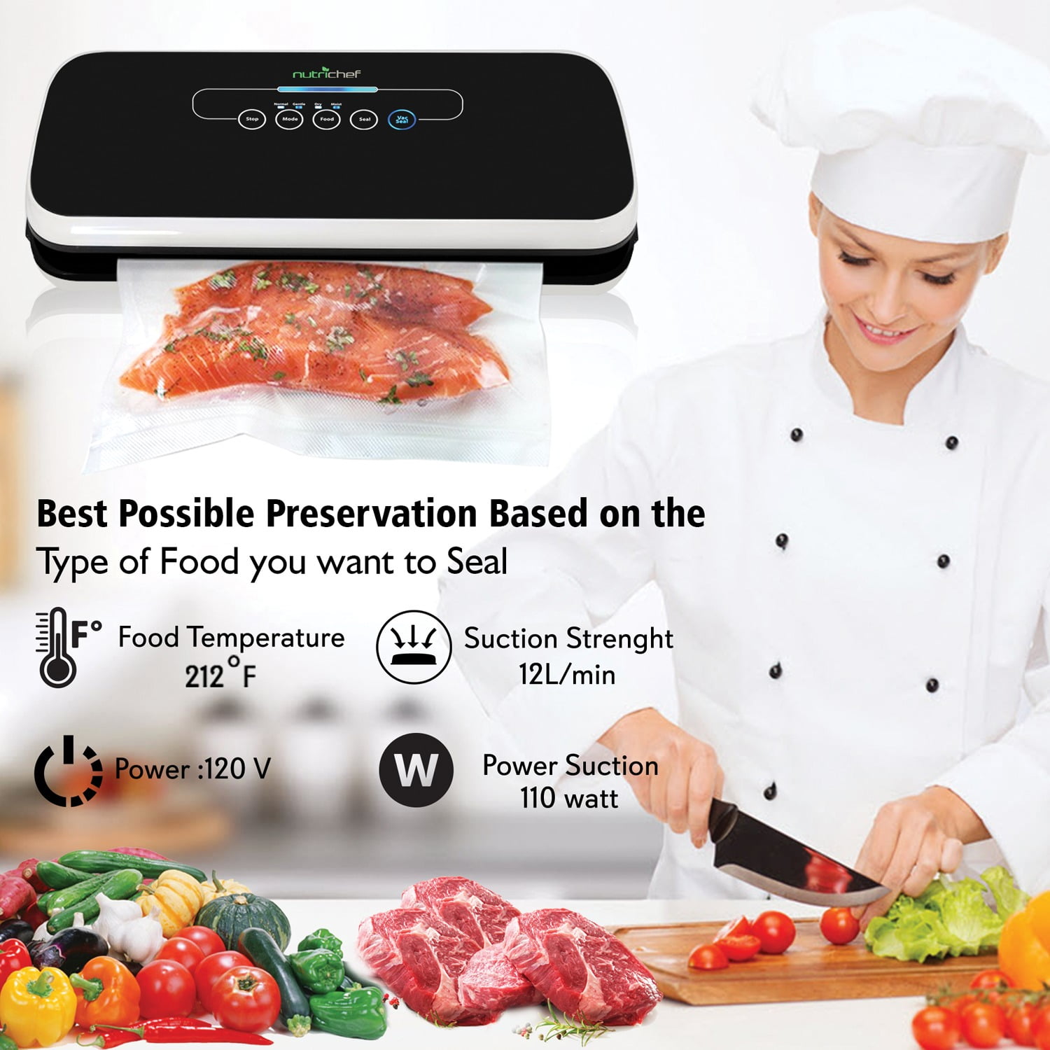 NutriChef PKVS18BK Automatic Food Vacuum Sealer - Image 10