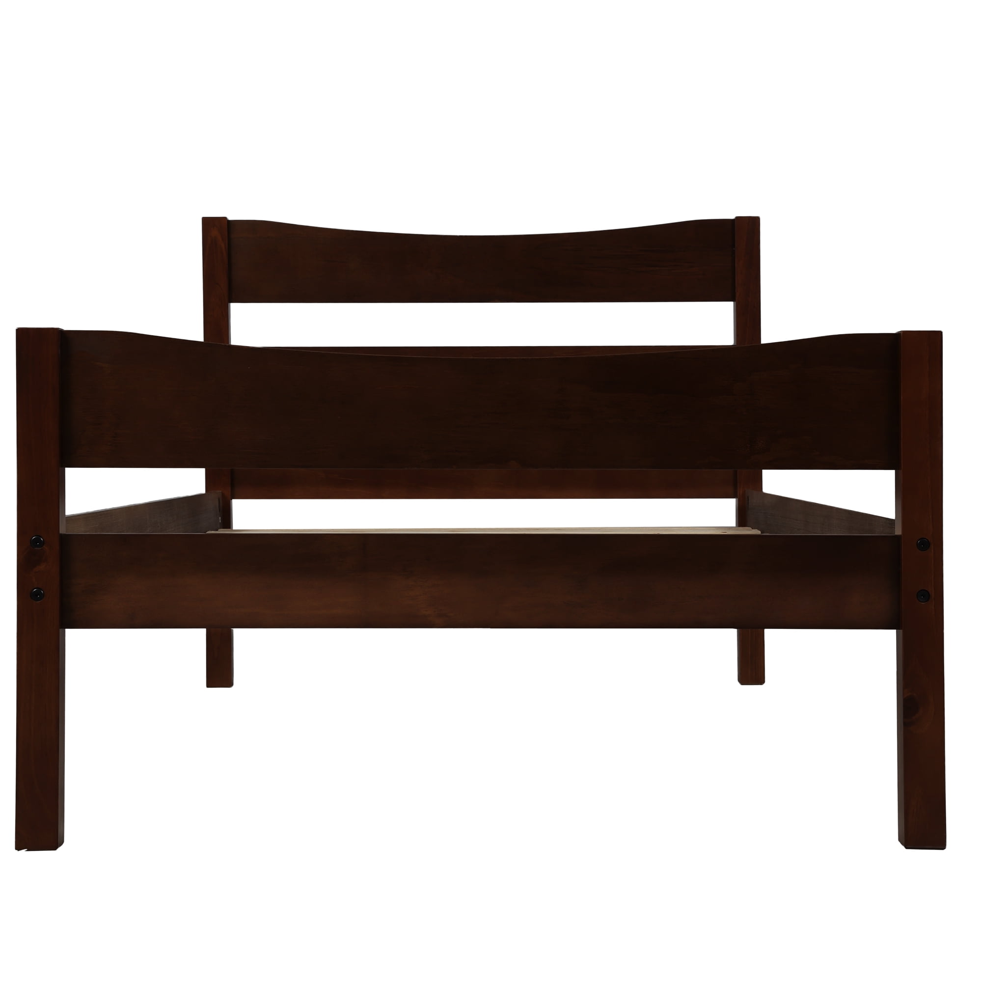 Hommoo Twin Size Wood Platform Bed with Headboard and Wooden Slat Support, Espresso - Image 2