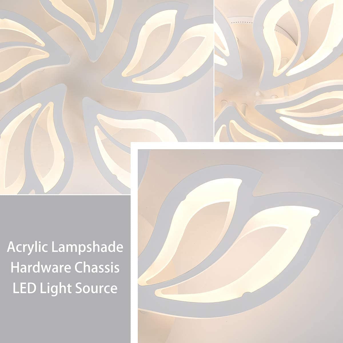 Garwarm Modern White Ceiling Light, Dimmable LED Flush Mount Light, Remote Control Lamp for Living Room Dining Bedroom Kitchen - Image 11