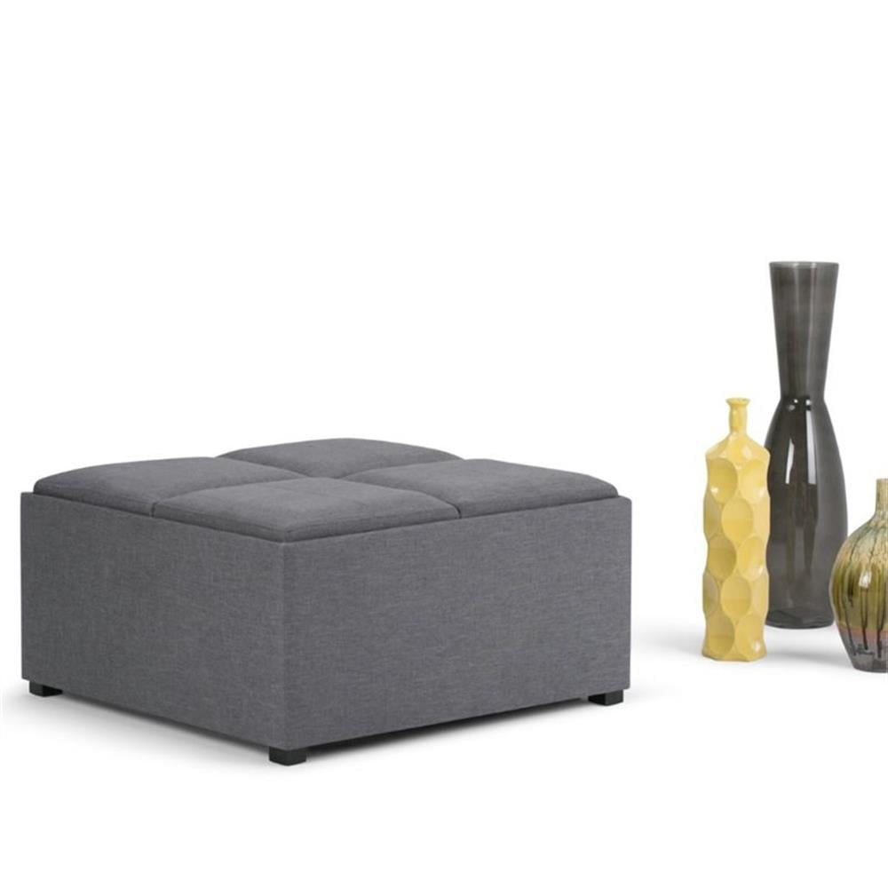 Simpli Home Avalon Coffee Table Storage Ottoman in Slate Gray - Image 10