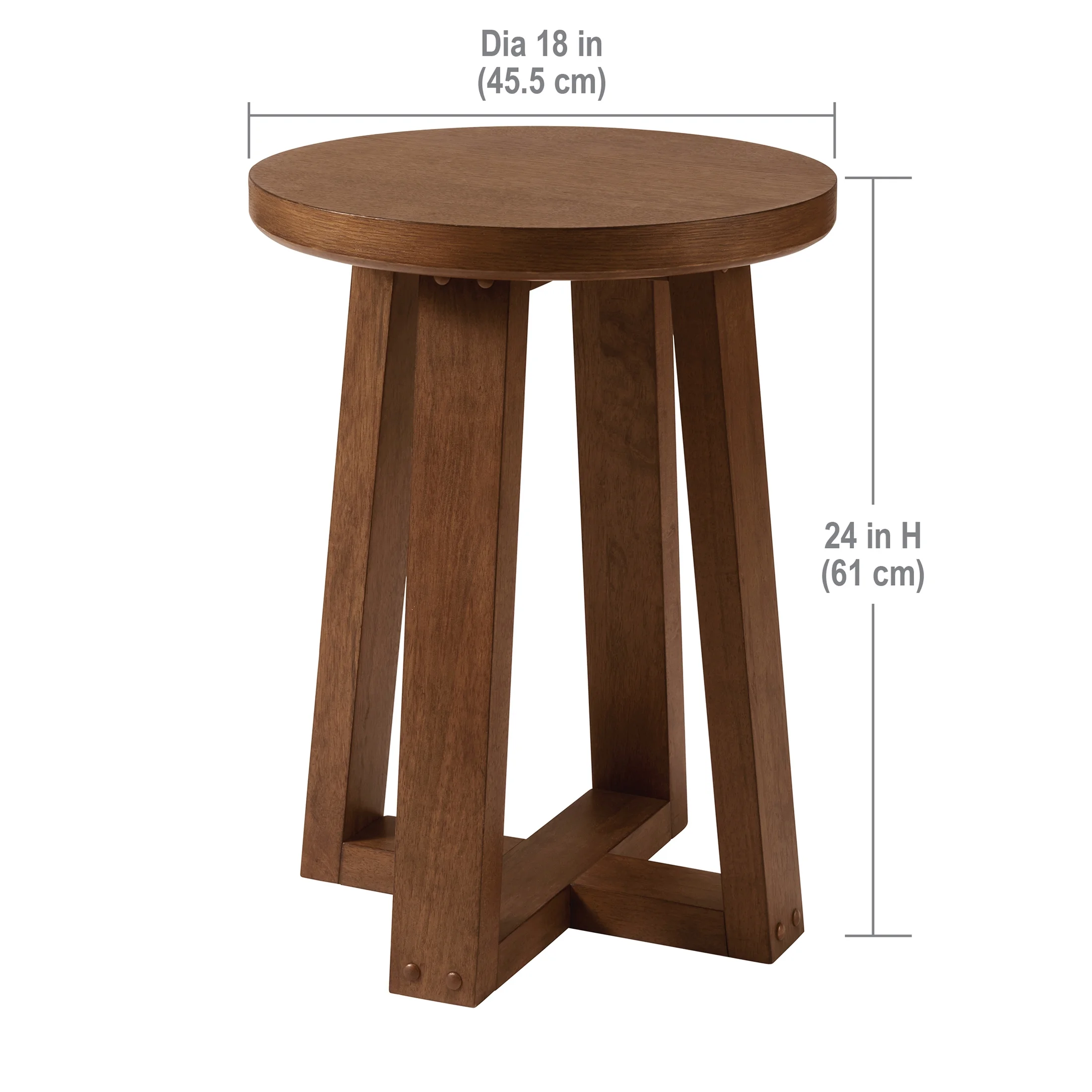 Better Homes & Gardens Ezra Round End Table, Walnut Finish - Image 2