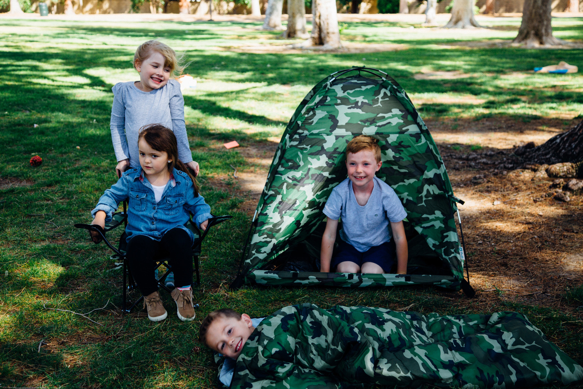 Pacific Play Tents Camo Set Chair and Sleeping Bag Polyester Play Tent, Green - Image 3