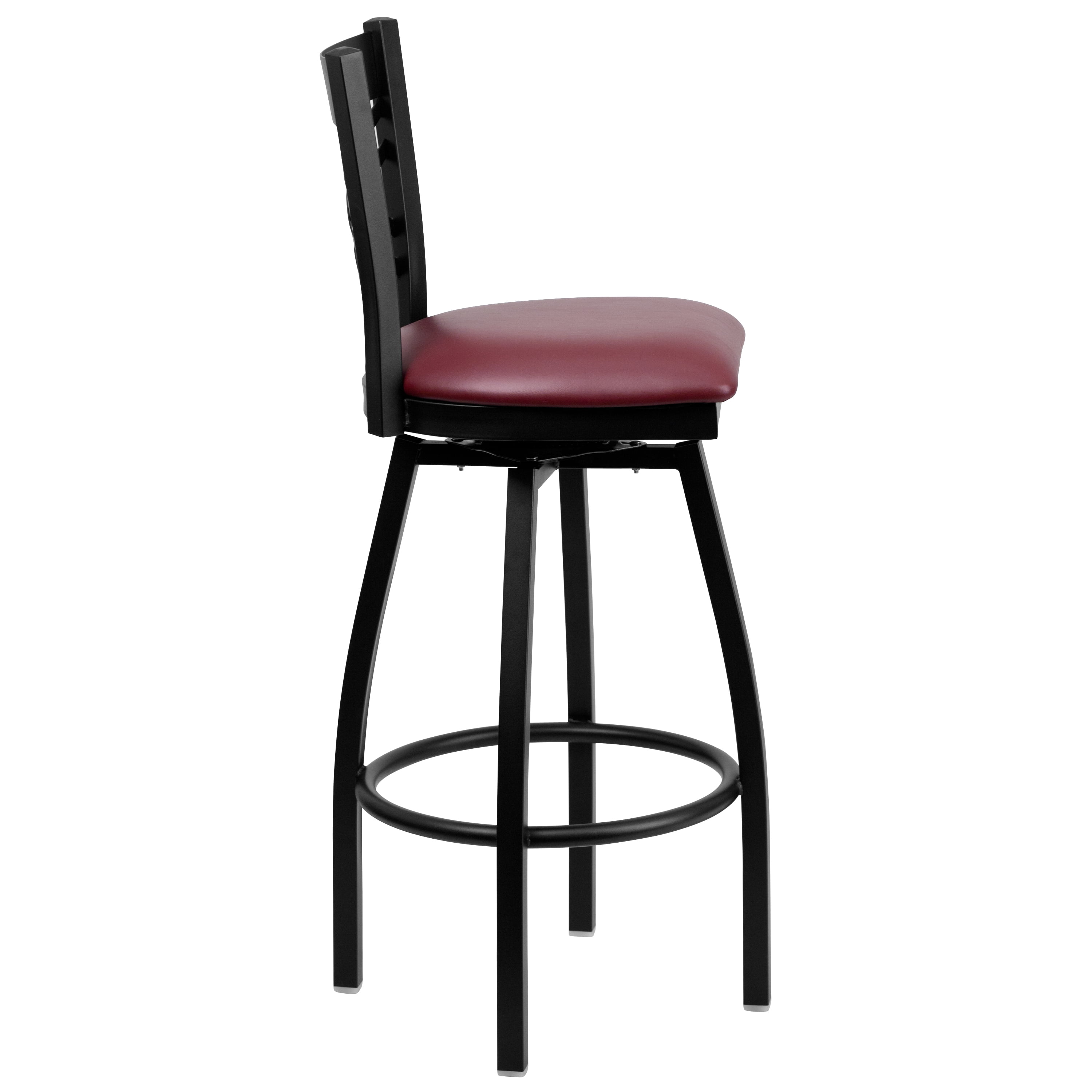 Flash Furniture HERCULES Series Black ''X'' Back Swivel Metal Barstool - Burgundy Vinyl Seat - Image 7