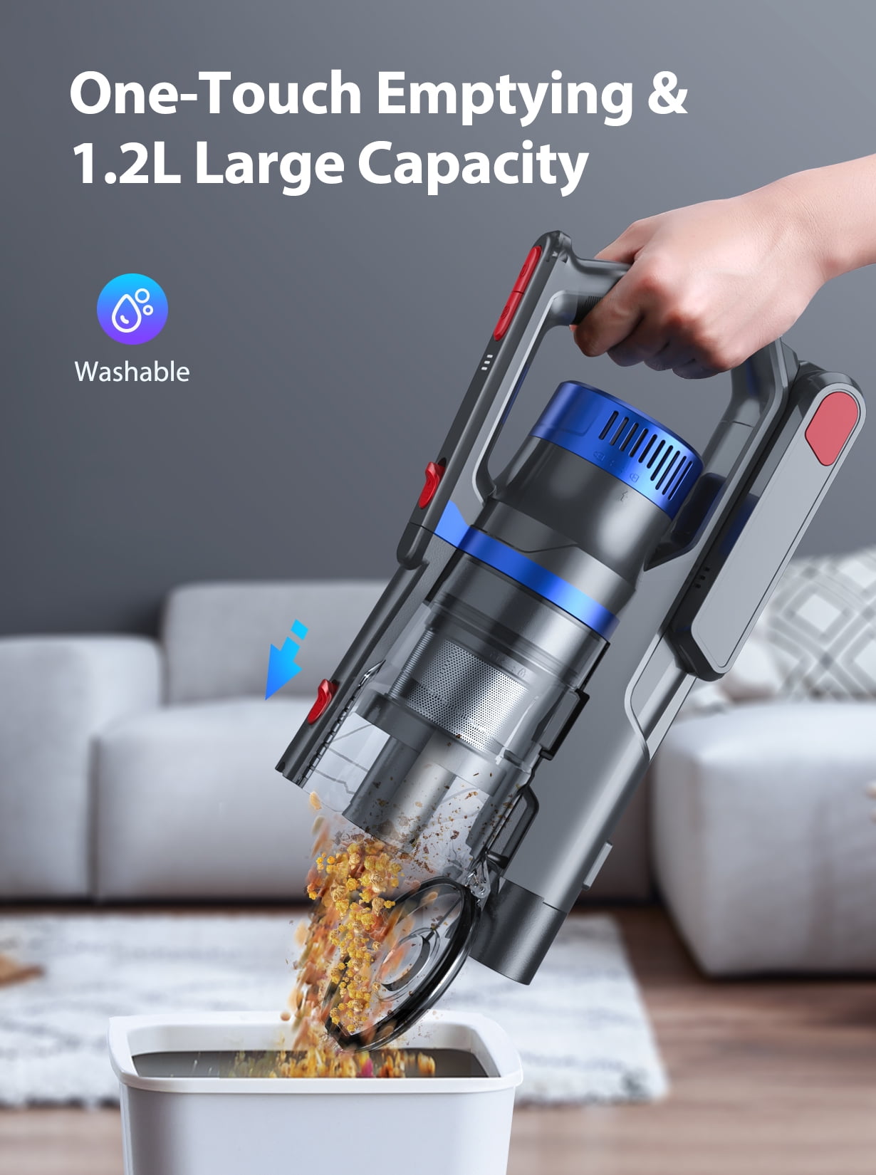Buture Cordless Vacuum Cleaner 55Mins 400W 33KPA Anti-Winding Stick Vacuum Cleaners for Carpets Har Floor Pet Hair - Image 5