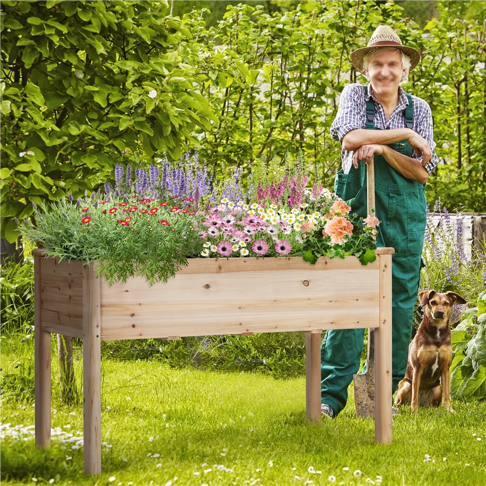 Renwick Wood Raised Planters for Garden, Wood - Image 5