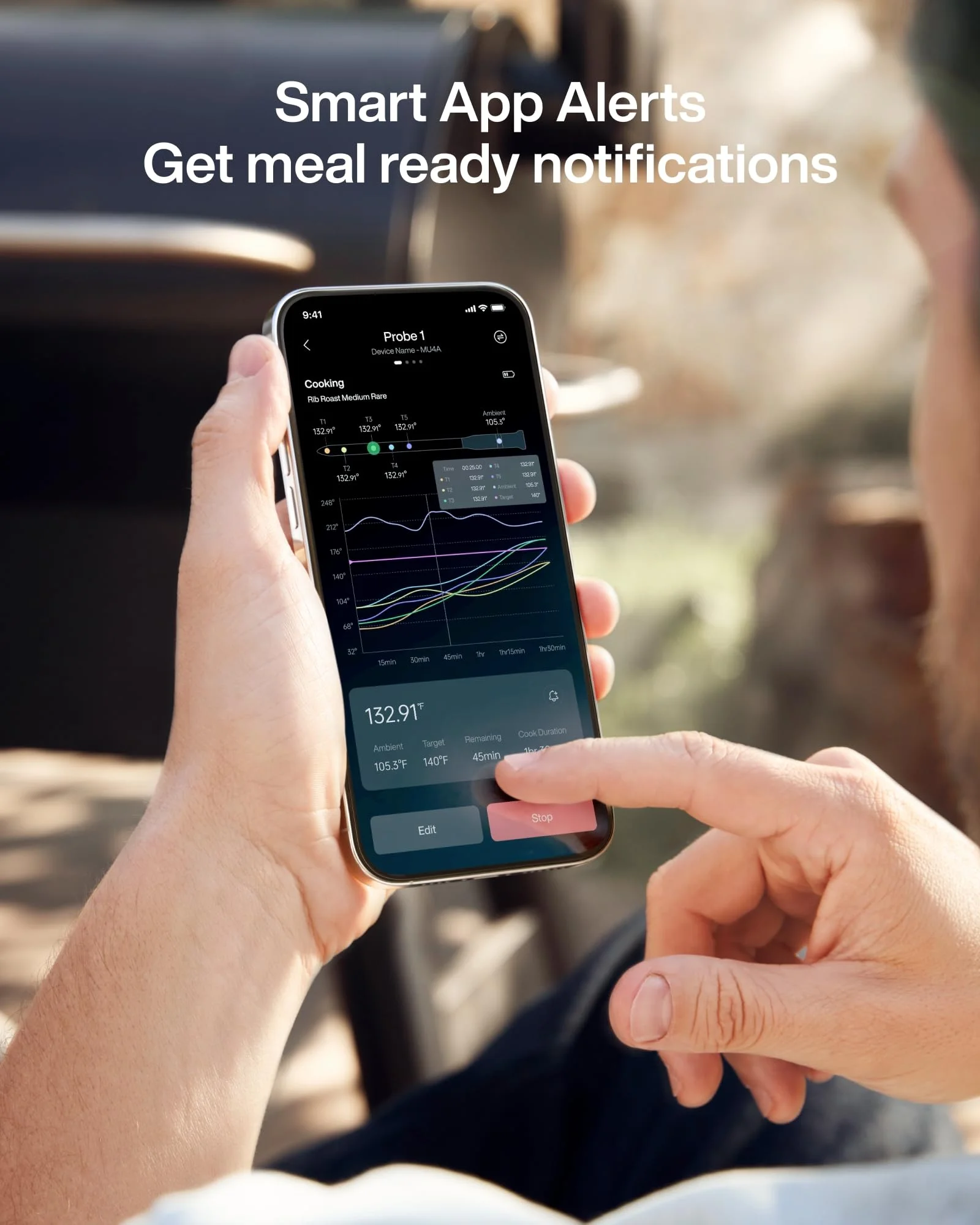 Typhur Sync Dual Wireless Meat Thermometer, Digital Food Cooking Thermometer with Bluetooth 5.4, Wifi Unlimited Range, Smart Base for Kitchen, Grill, BBQ, Oven - Image 3