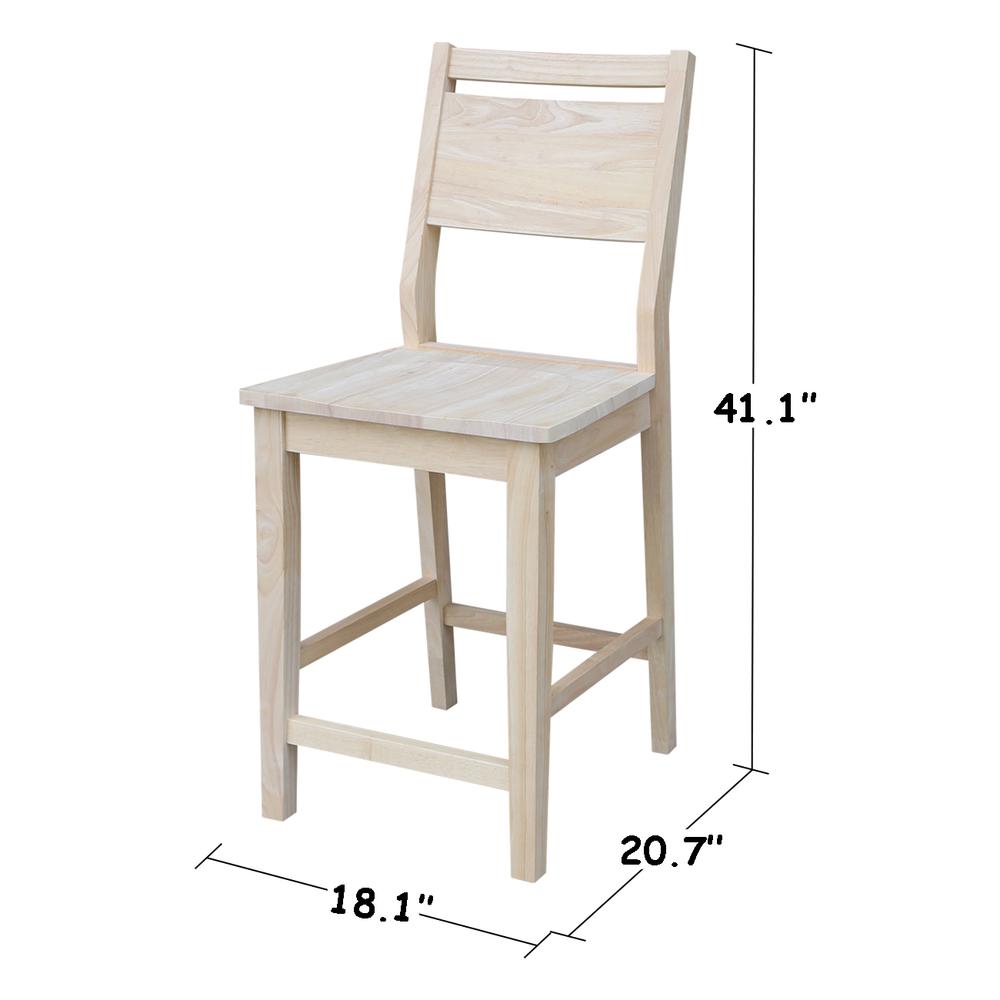 International Concepts Wood Slat Back Aspen Counter Height Panel Stool - Unfinished - 24" Seat Height - Image 8