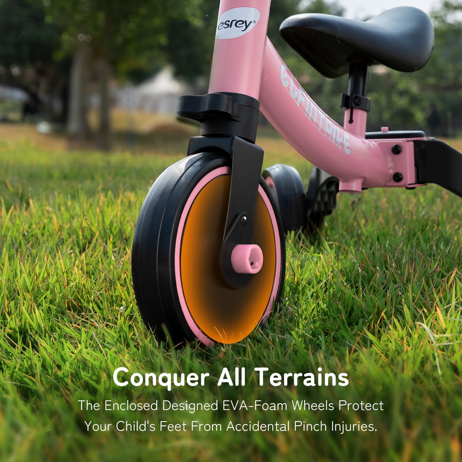 Besrey 5 in 1 Toddler Tricycle for 1 - 5 Years Old Boys and Girls,Kids Balance Bicycles Child Trike,Pink - Image 2