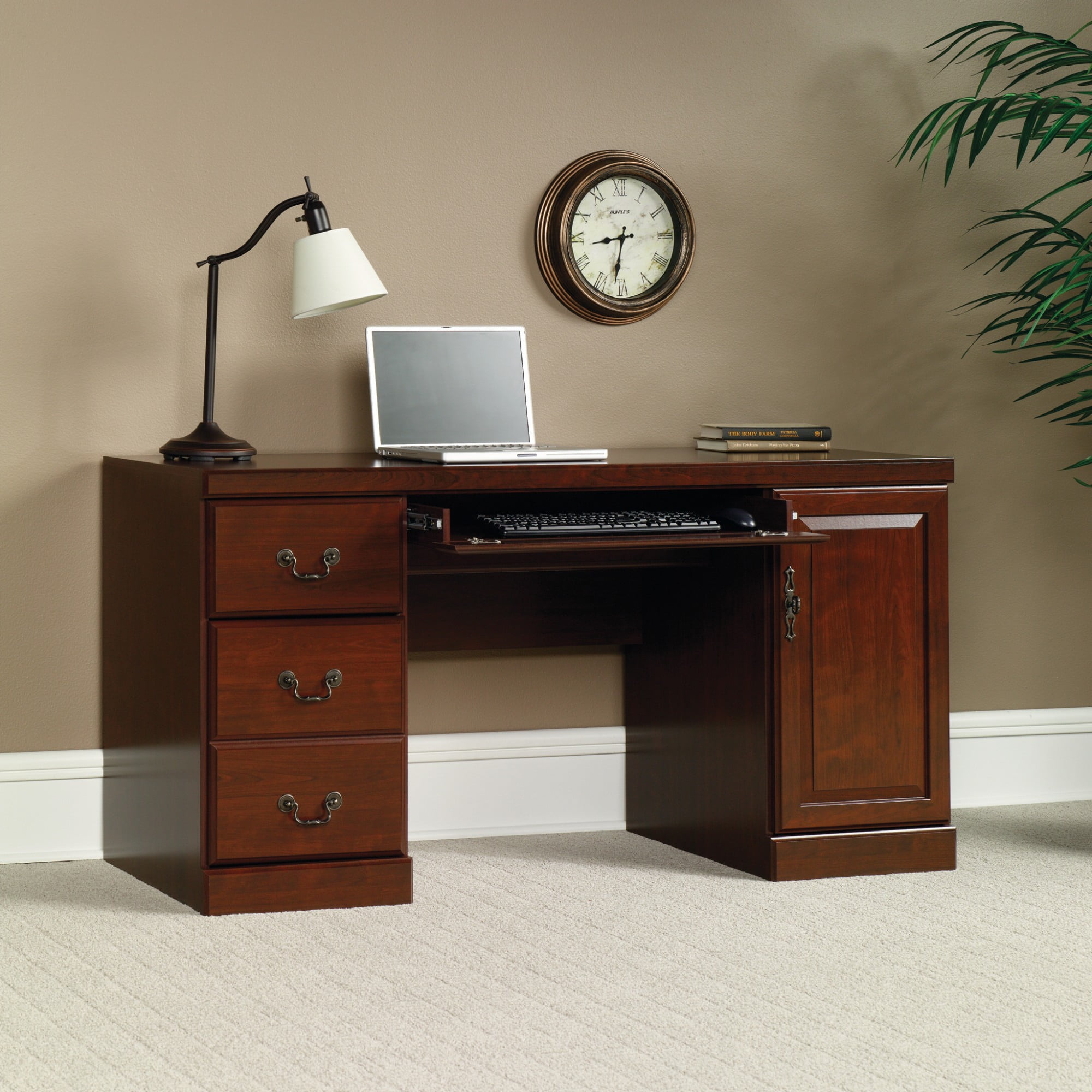 Sauder Heritage Hill 60"W Desk Computer Credenza, Classic Cherry Finish - Image 2