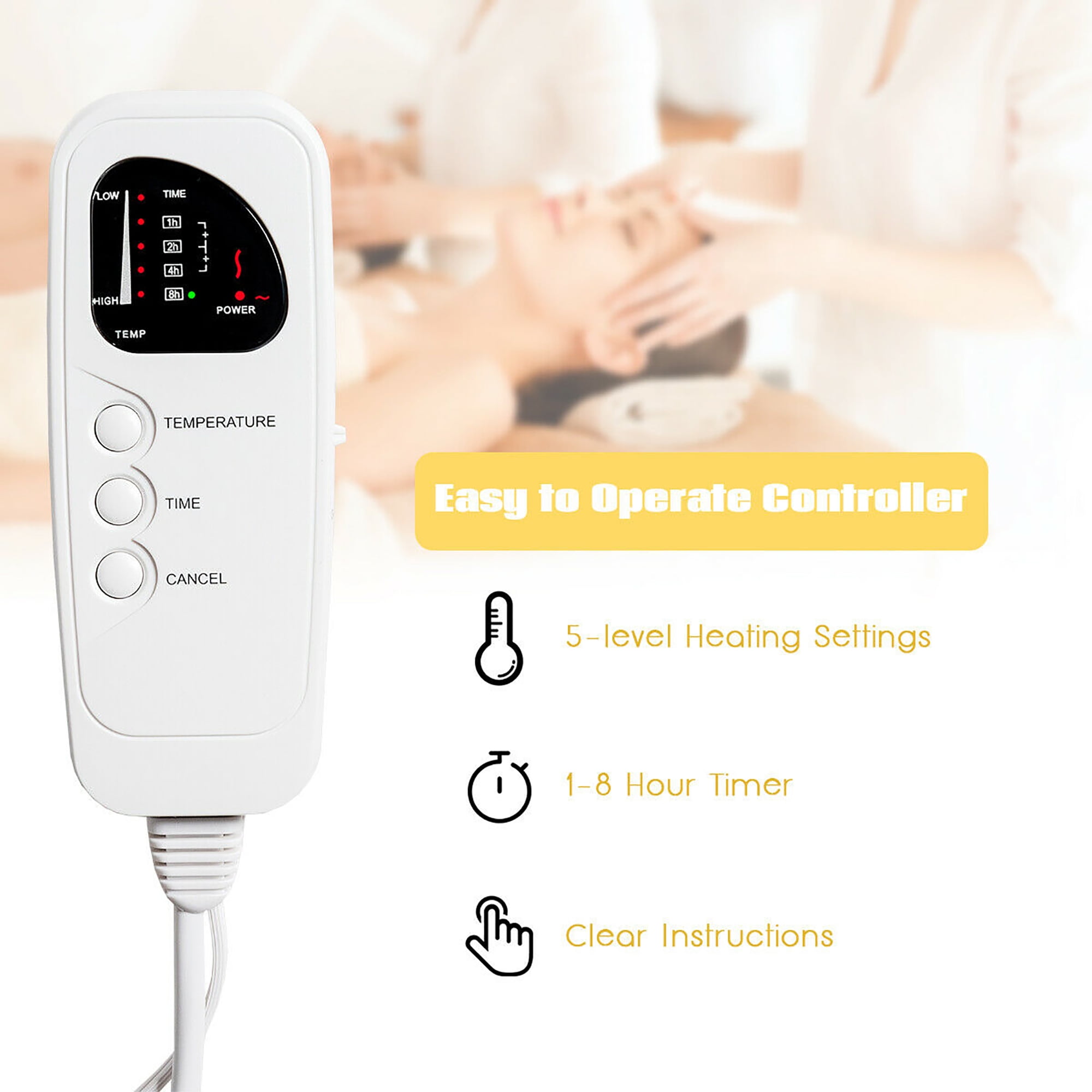 Costway Massage Table Bed Warmer Heating Pad w/5 Heat Settings & Digital Timer 72''x30'' - Image 8