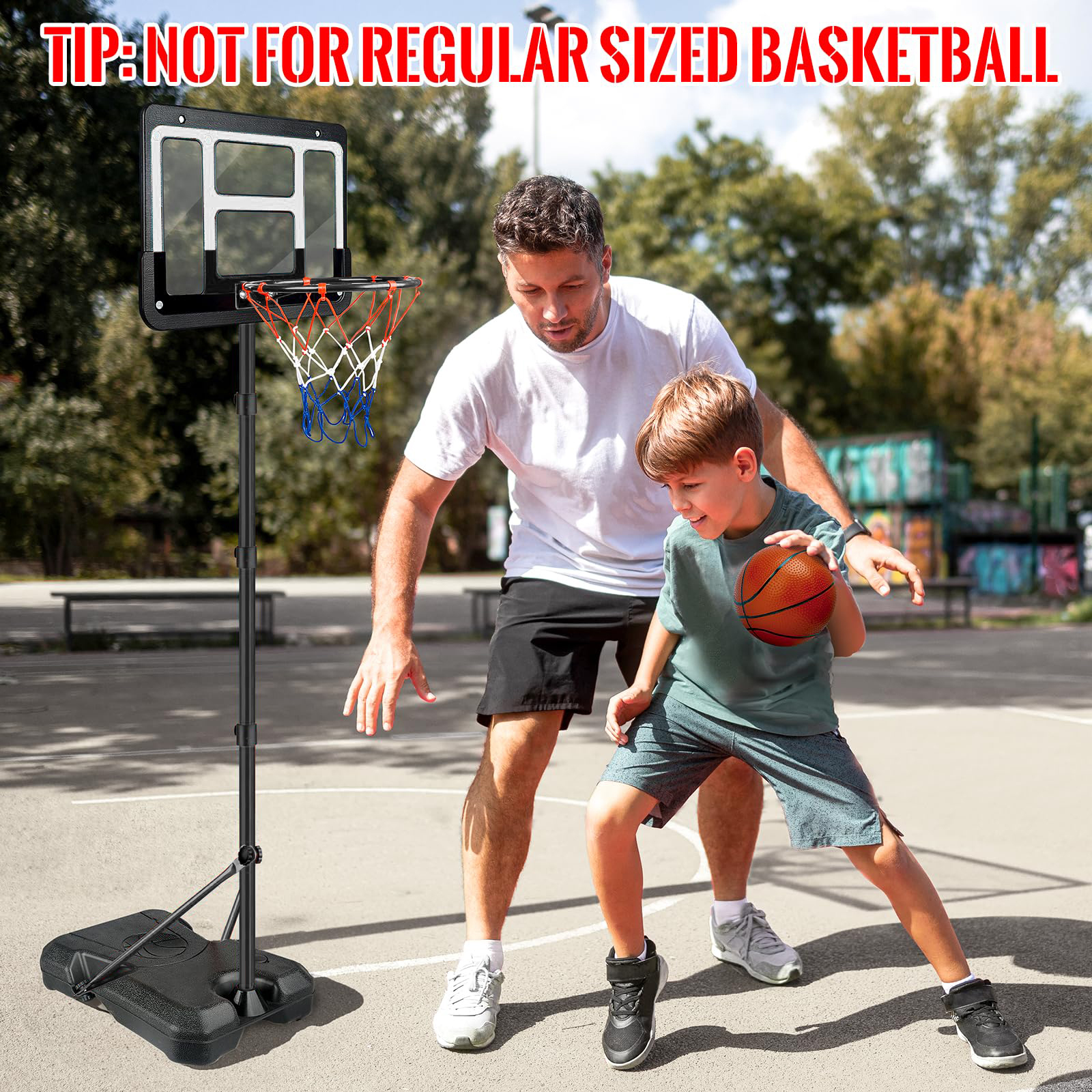 JBeeCtrl Kids Basketball Hoop for Kids with Stand Adjustable Height 3.5 ft-6.2 ft Indoor & Outdoor Portable Toddler Kids Basketball Goal - Image 6